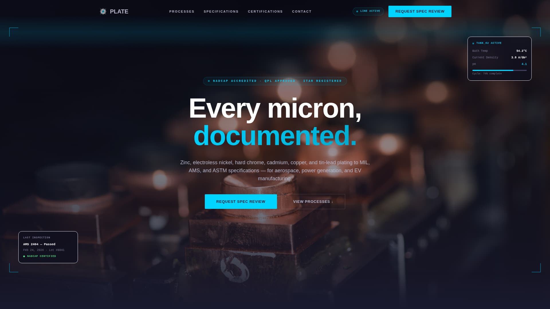Plate — Expert Electroplating Services Landing Page Template