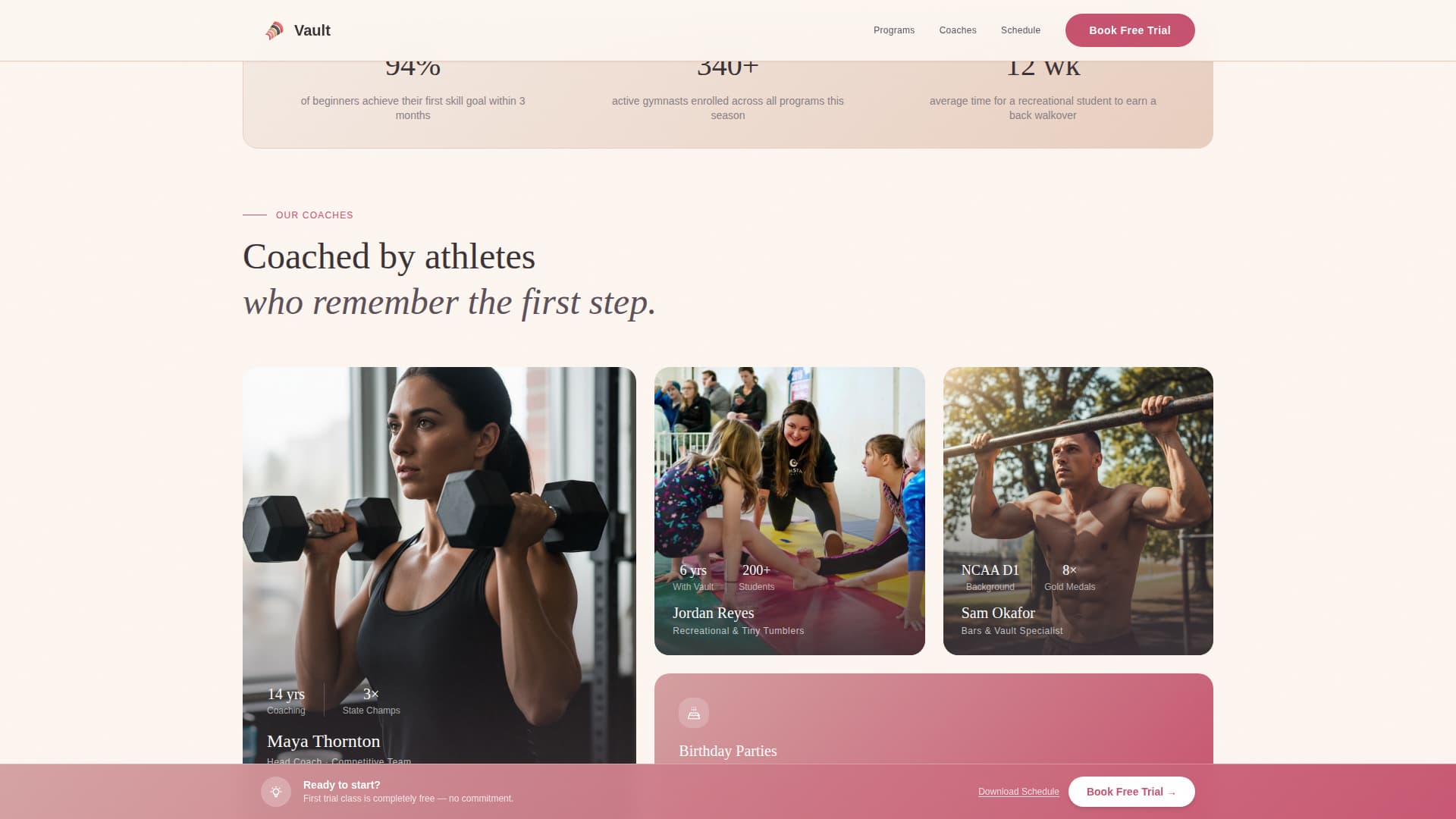 Soar — Dynamic Gymnastics Academy Landing Page Template
