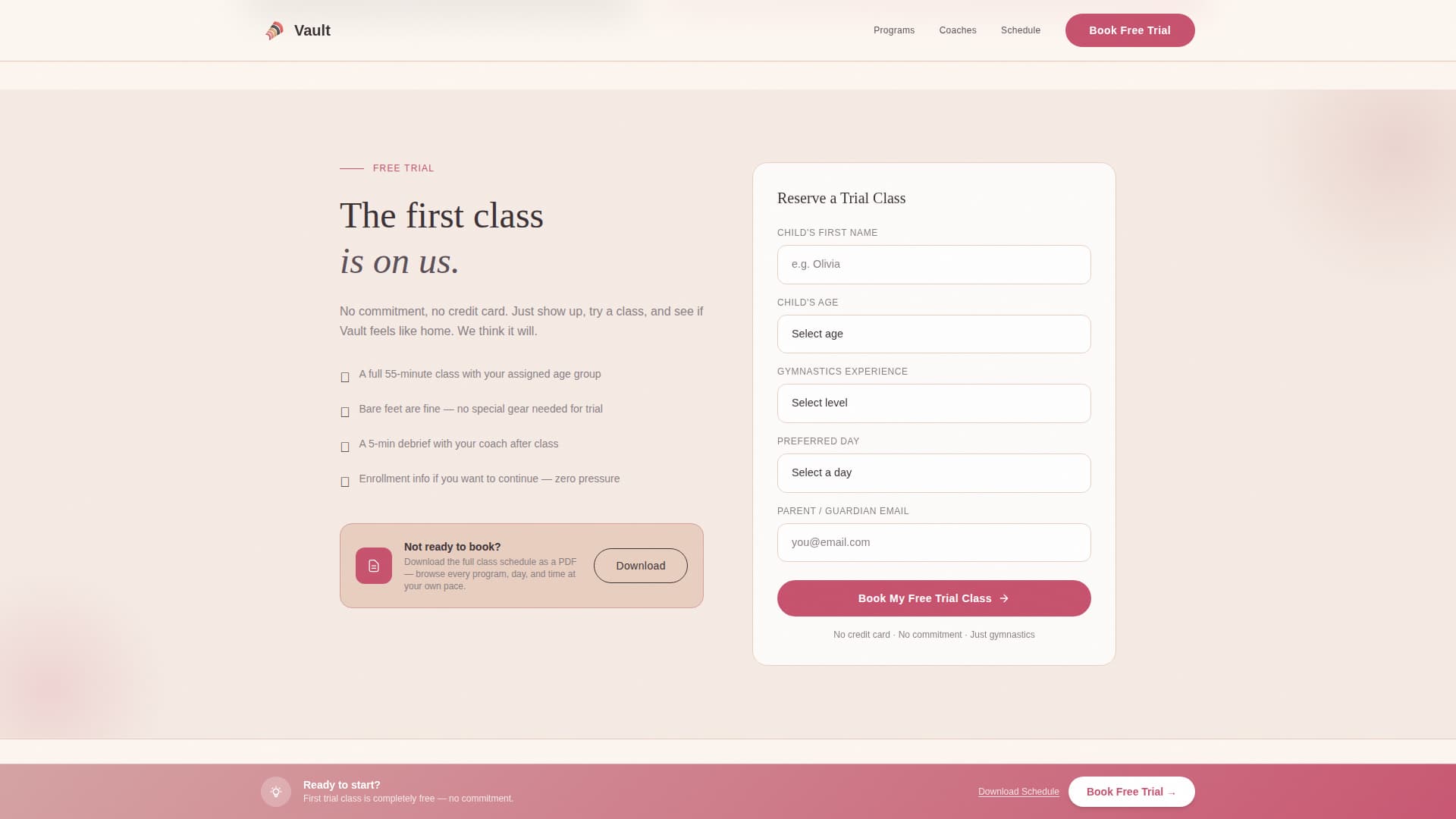 Soar — Dynamic Gymnastics Academy Landing Page Template