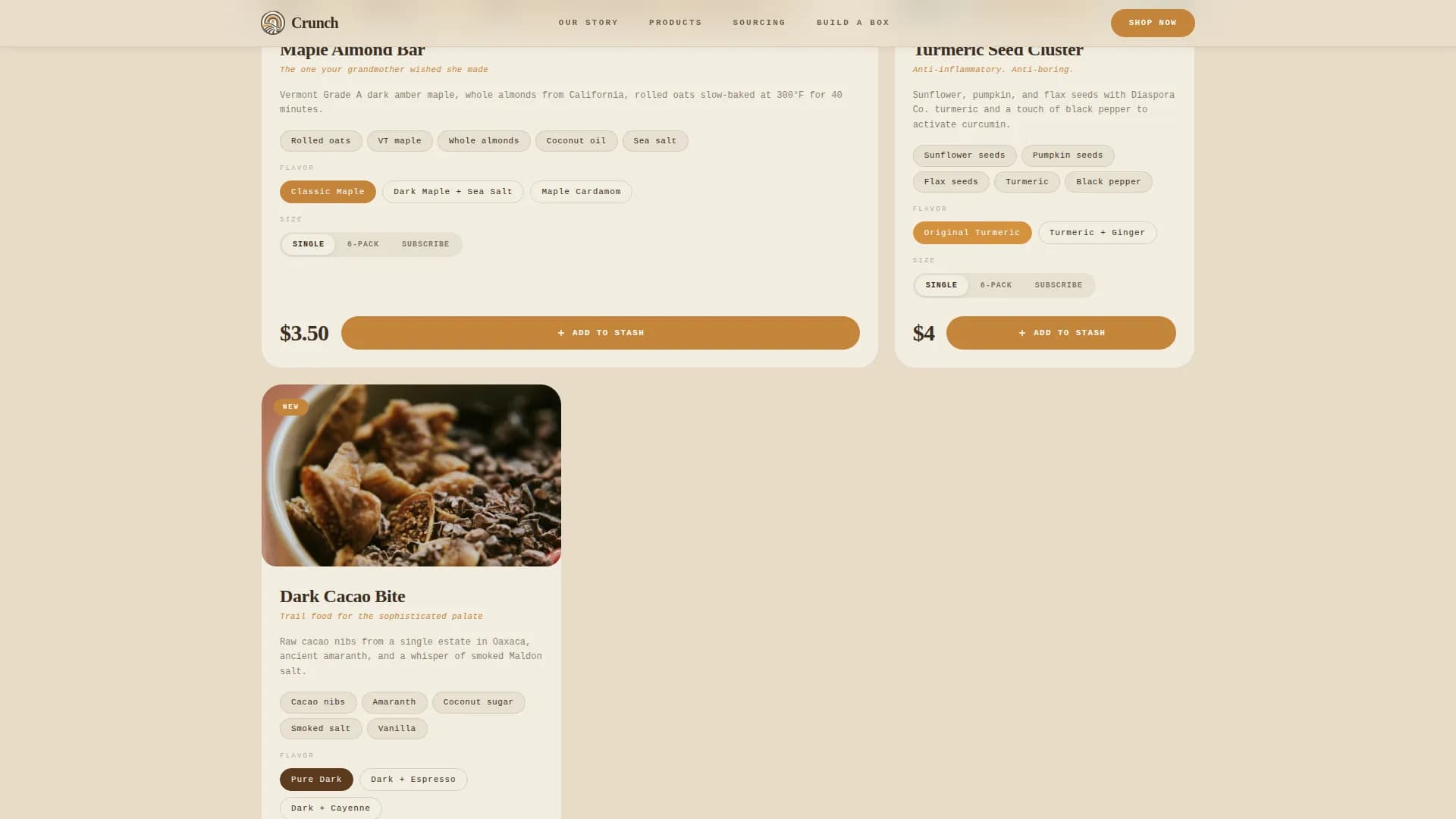 Savory — Craft Snack Brand Landing Page Template