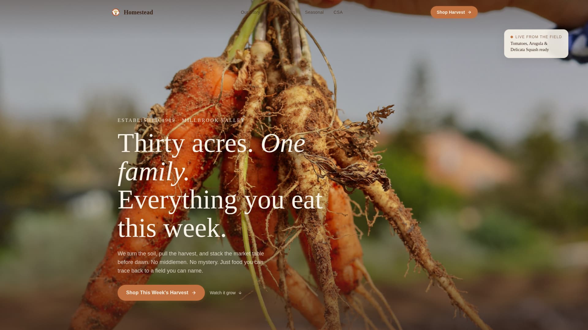 Harvest — Rustic Sustainable Farm Landing Page Template