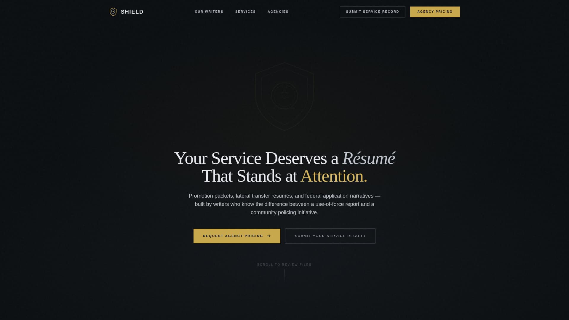Shield — Commanding Law Enforcement Landing Page Template