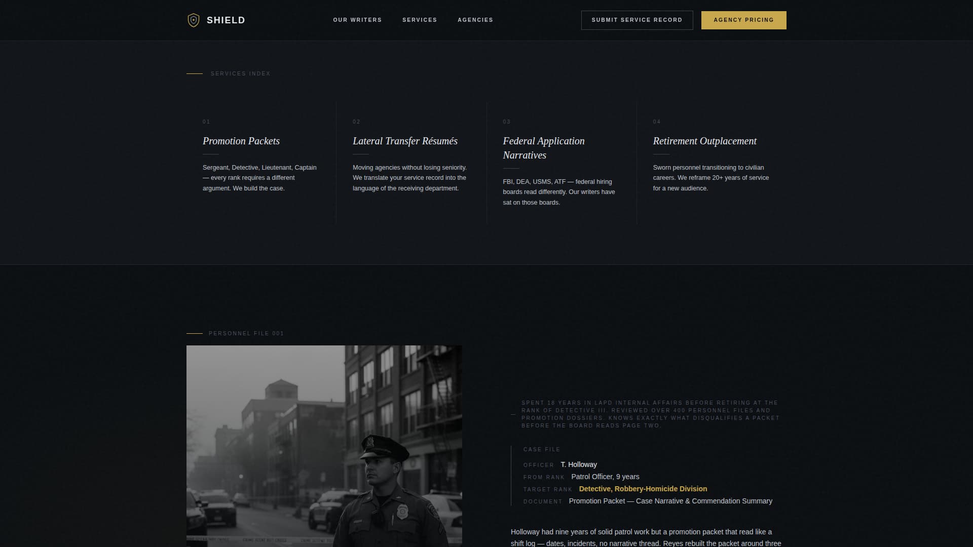 Shield — Commanding Law Enforcement Landing Page Template