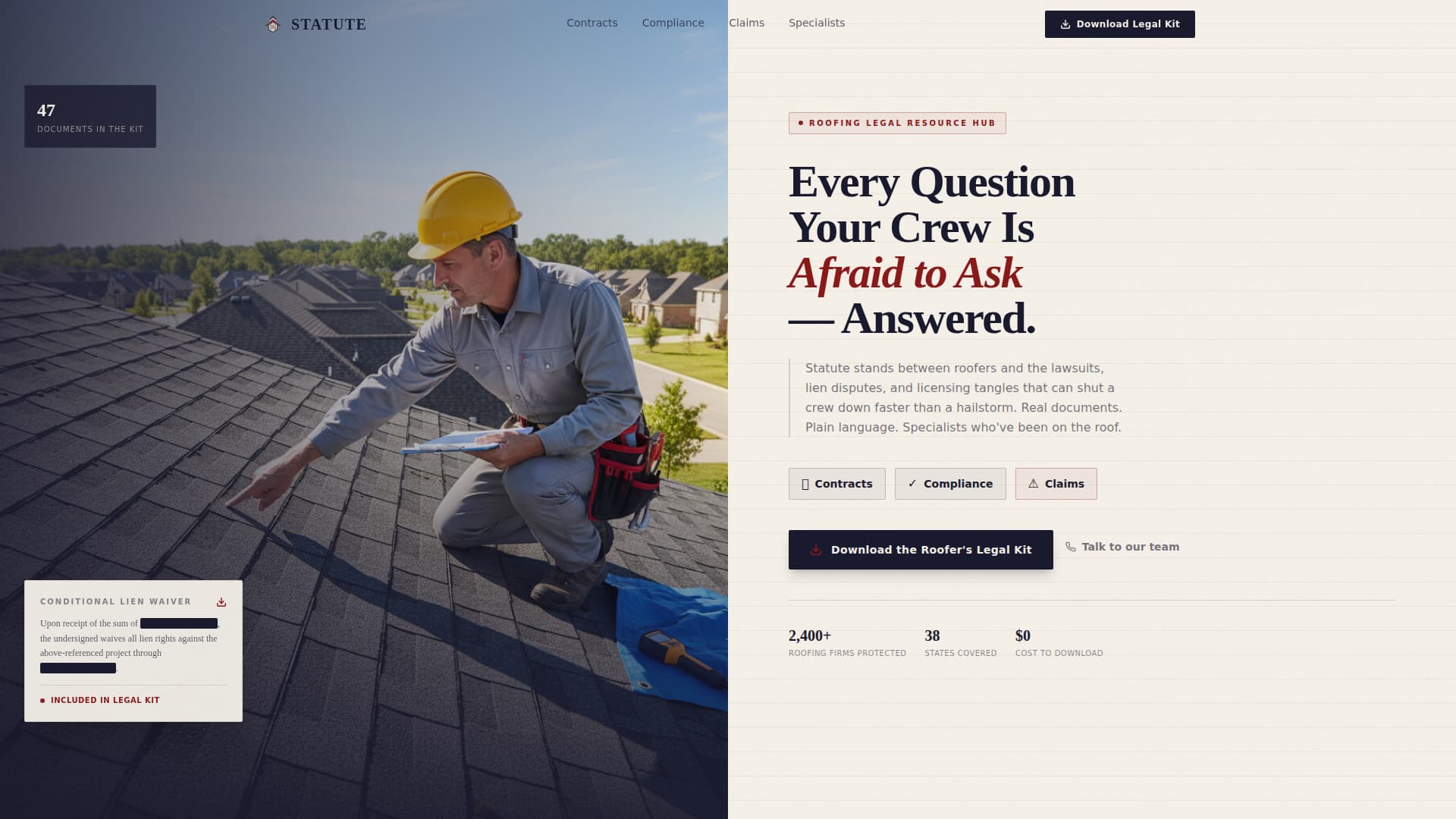 Codify — Authoritative Roofing Contractor Landing Page Template