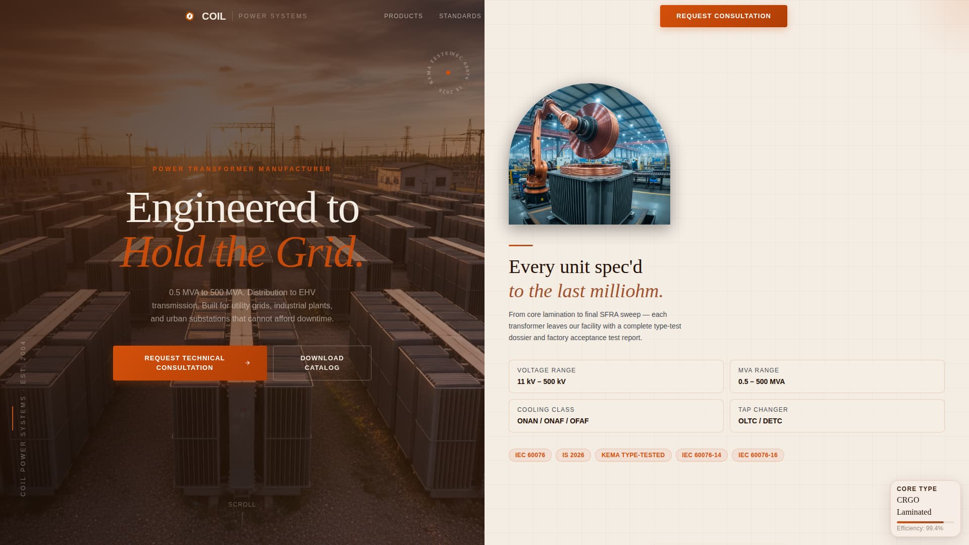 Torque — Authoritative Electrical Transformer Landing Page Template