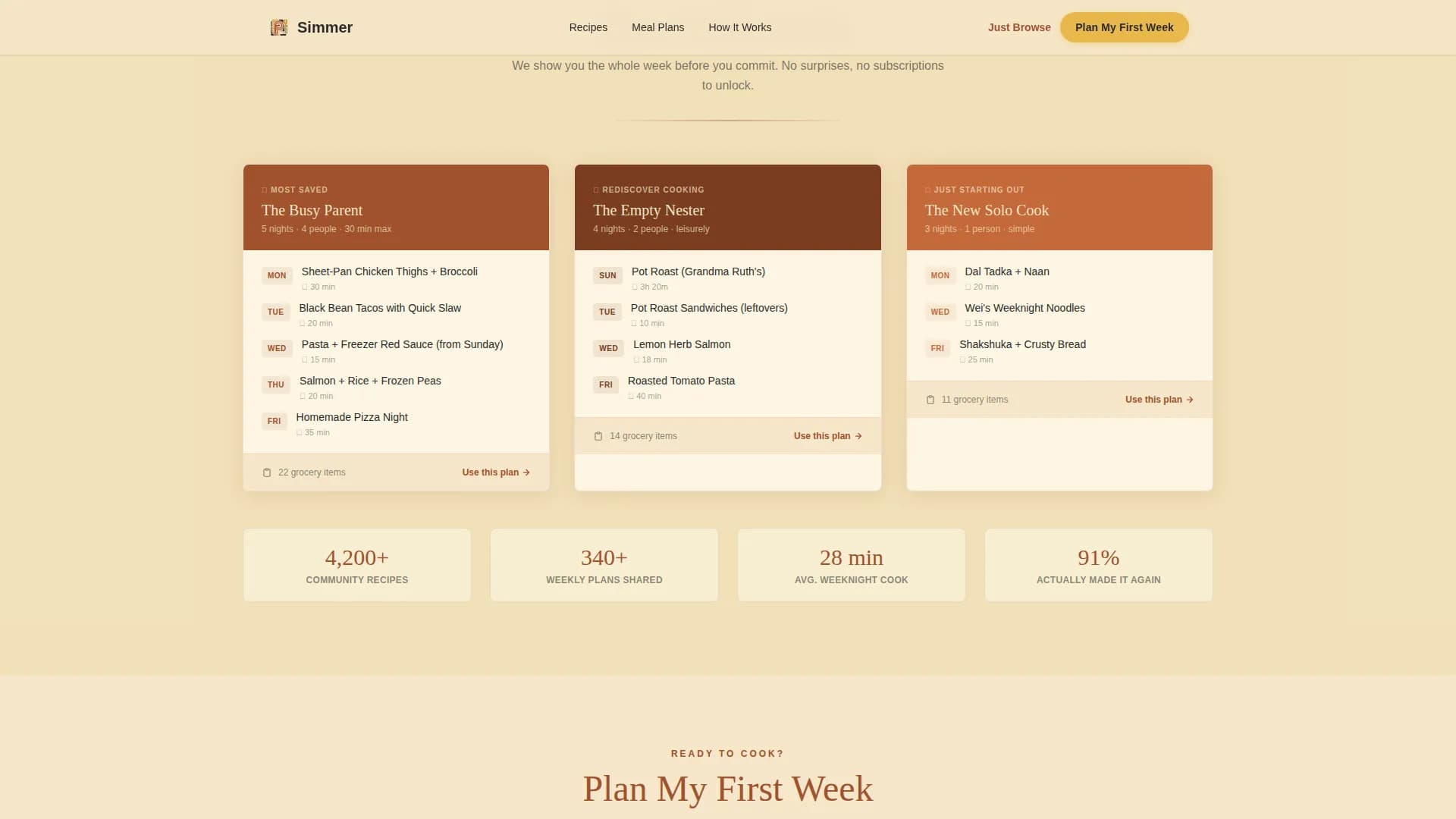 Simmer — Smart Nutrition Platform Landing Page Template