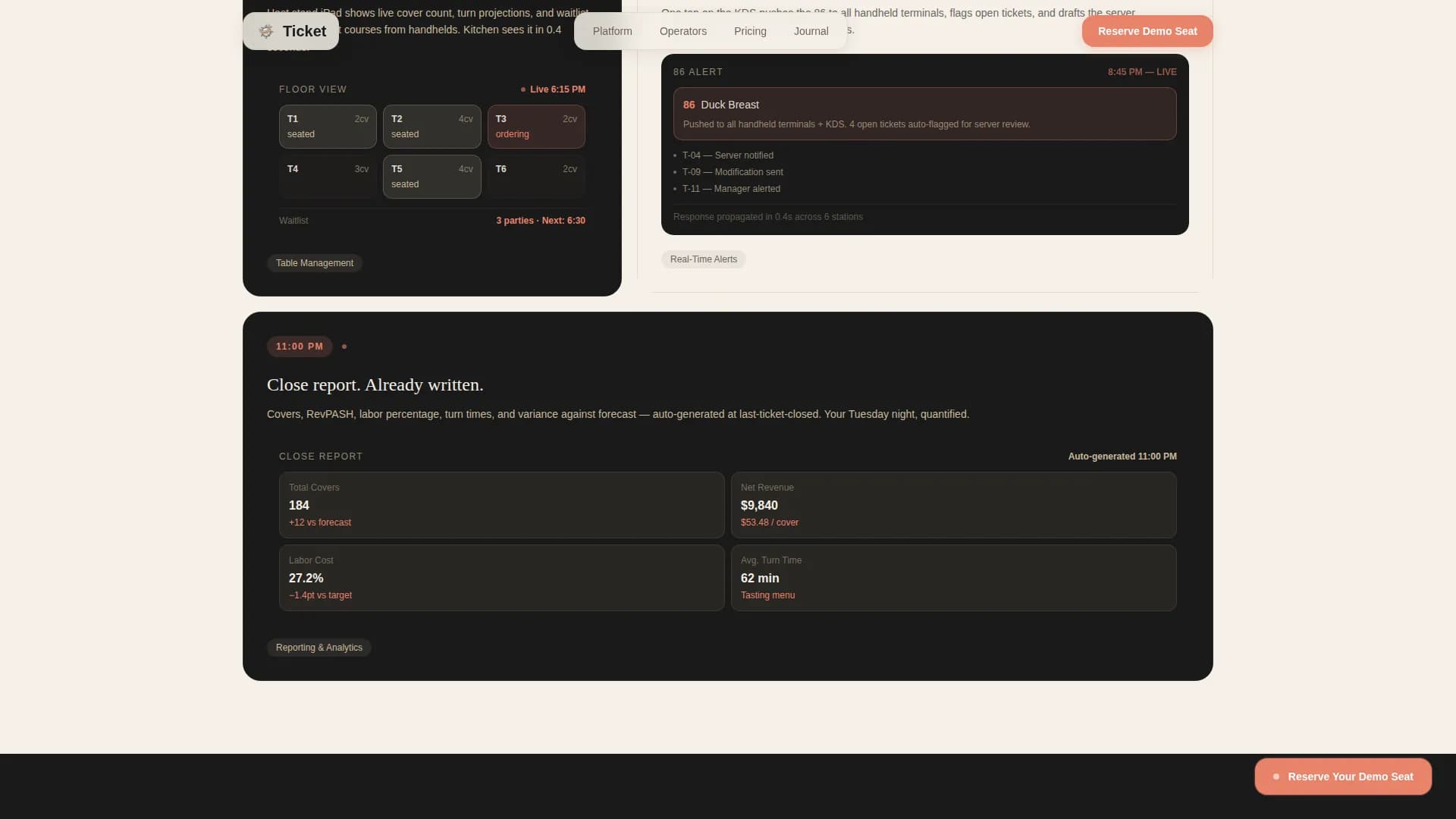 Ticket - Haute Craft Restaurant POS Landing Page Template