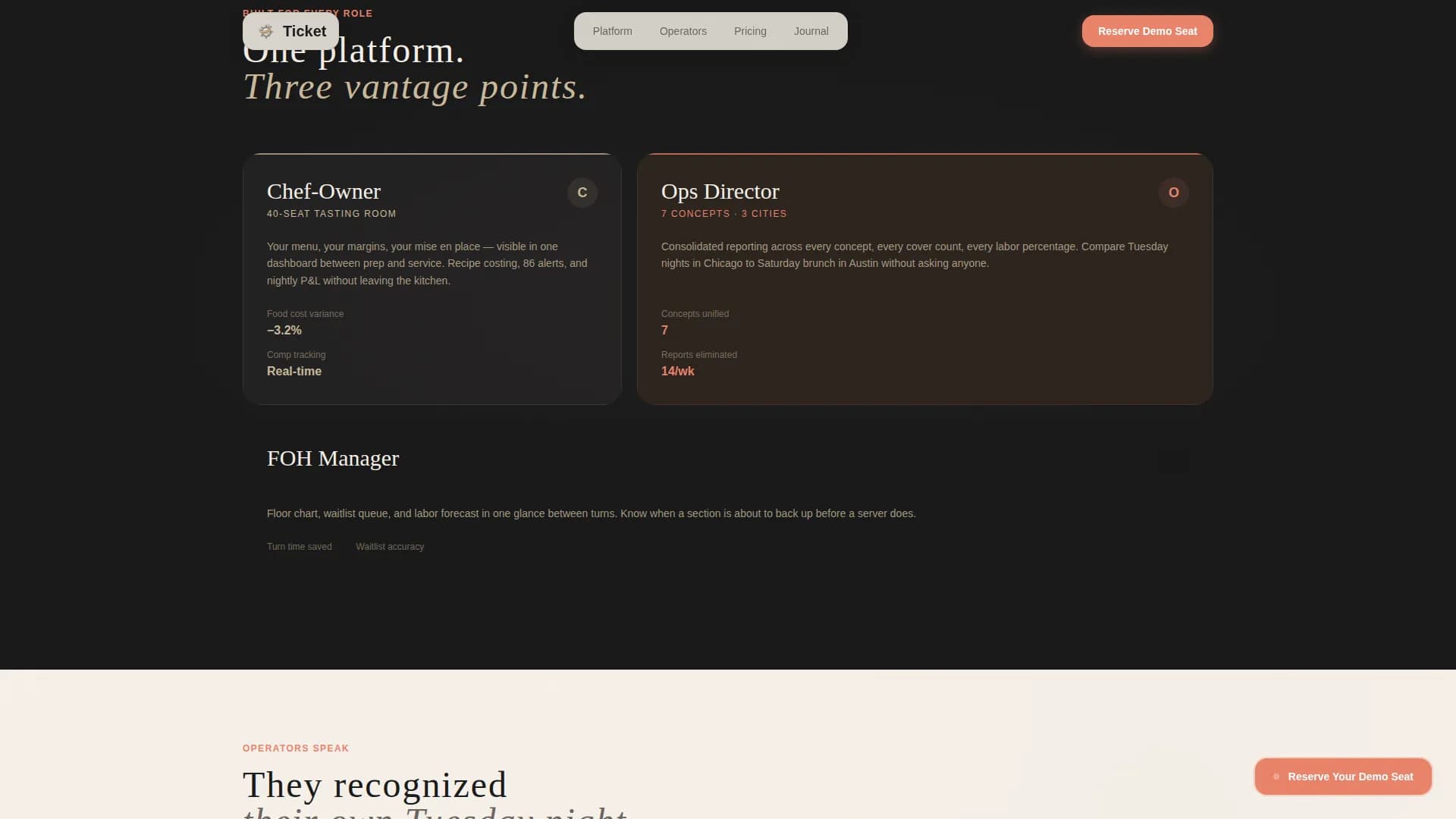 Ticket - Haute Craft Restaurant POS Landing Page Template