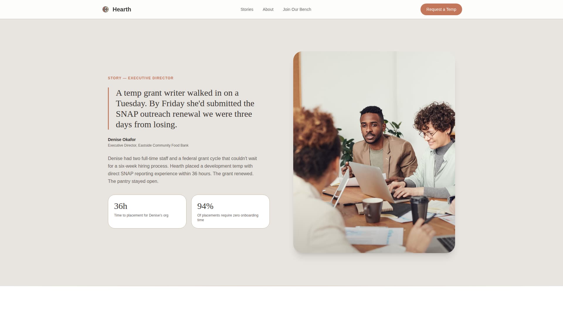 Hearth - Missiondriven Tempstaffing Landing Page Template
