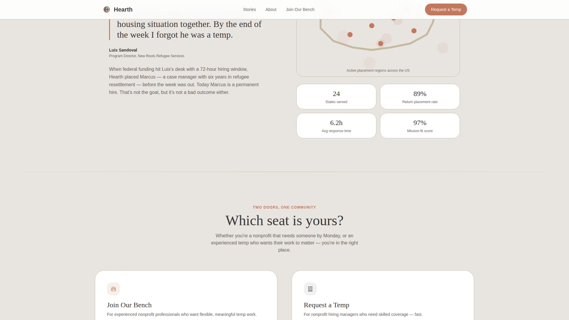 Hearth - Missiondriven Tempstaffing Landing Page Template