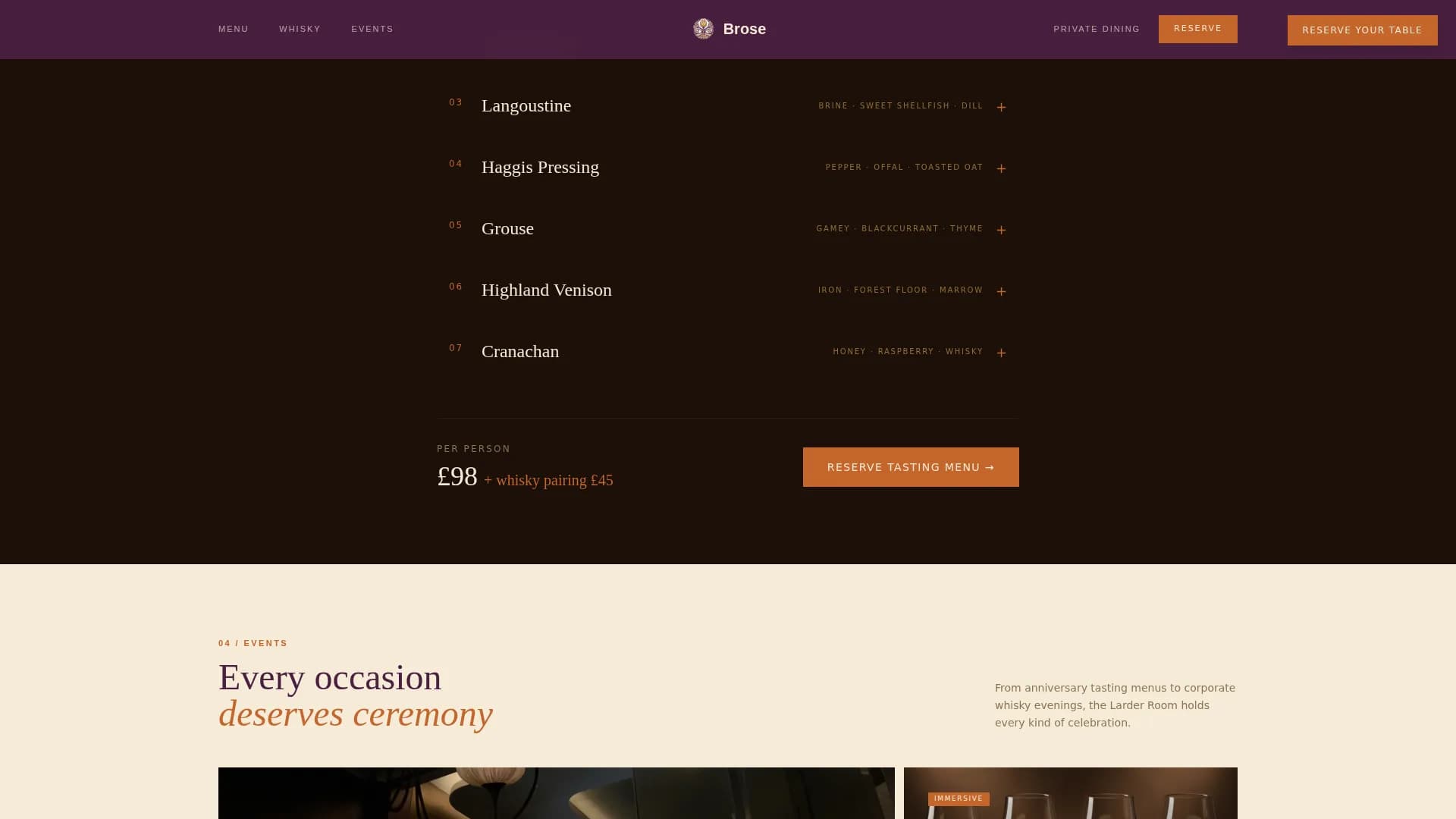 Heritage — Noble Scottish Cuisine Landing Page Template
