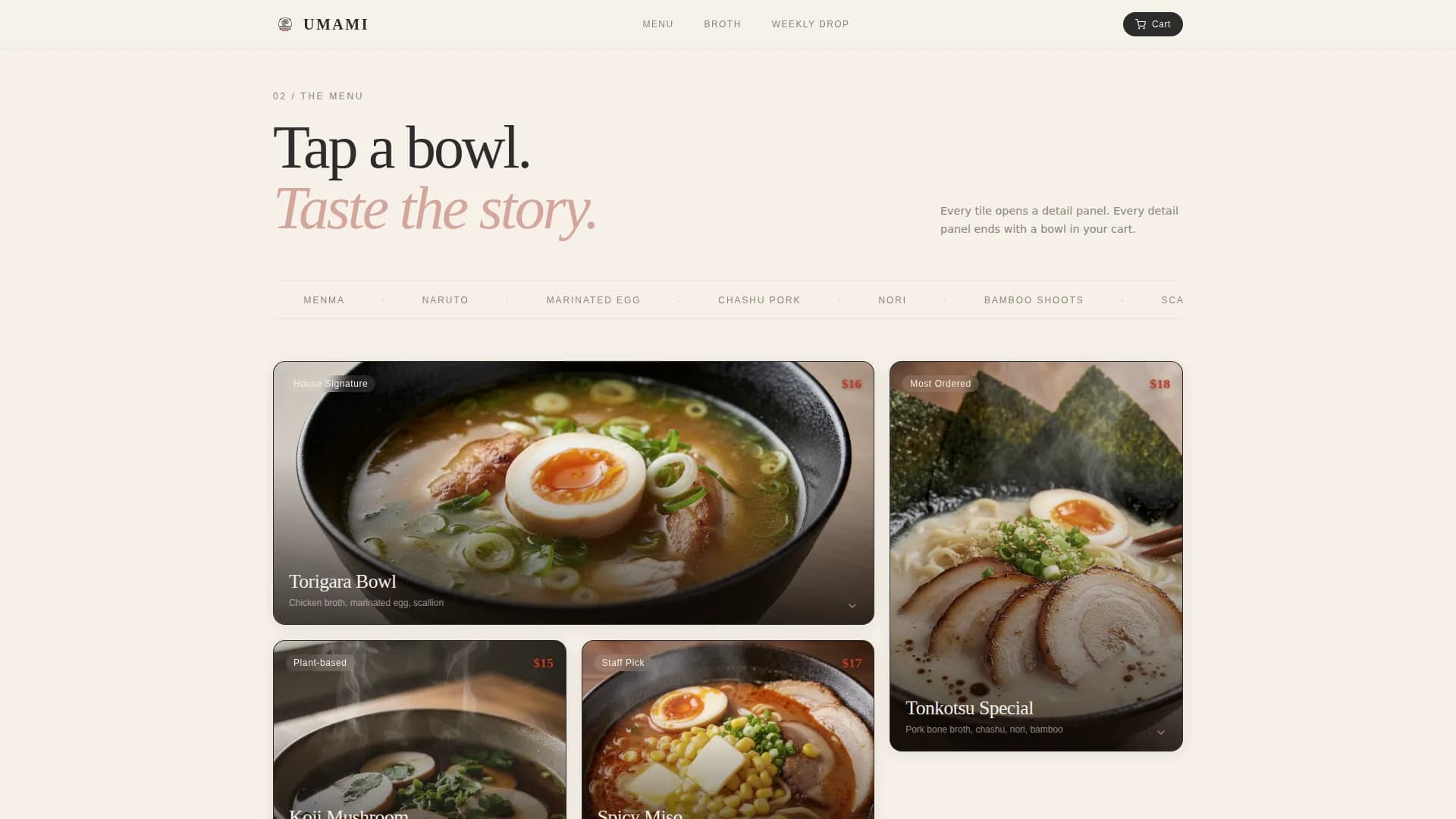 Umami — Retro Japanese Kitchen Landing Page Template