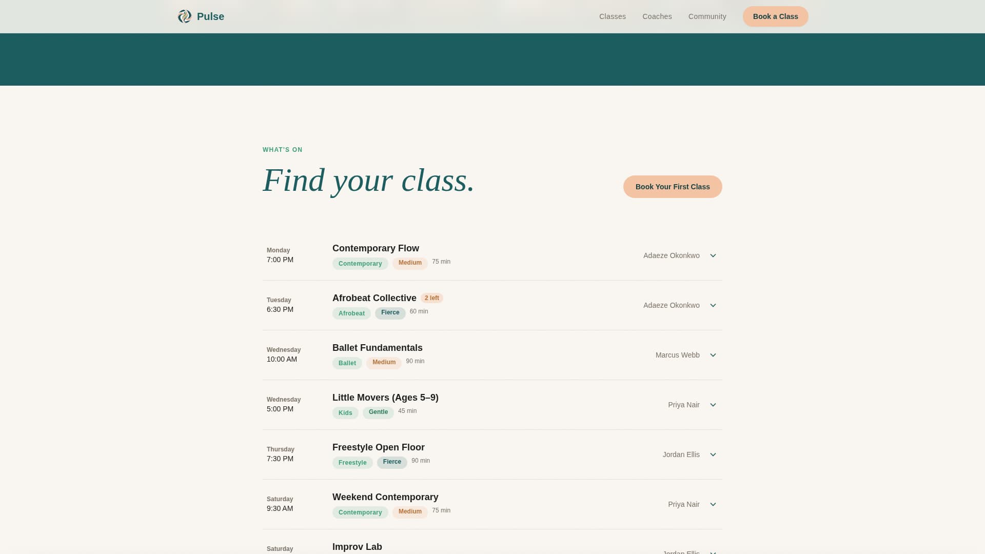 Rhythm — Dynamic Dance Instruction Landing Page Template
