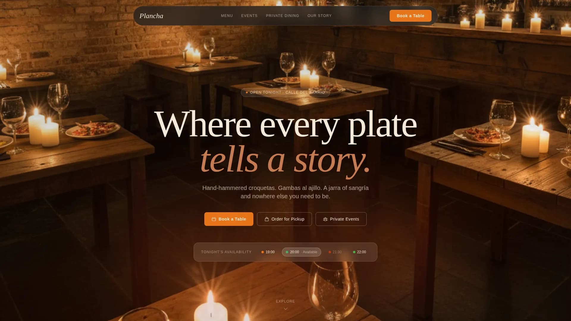 Plancha — Dynamic Spanish Cuisine Landing Page Template