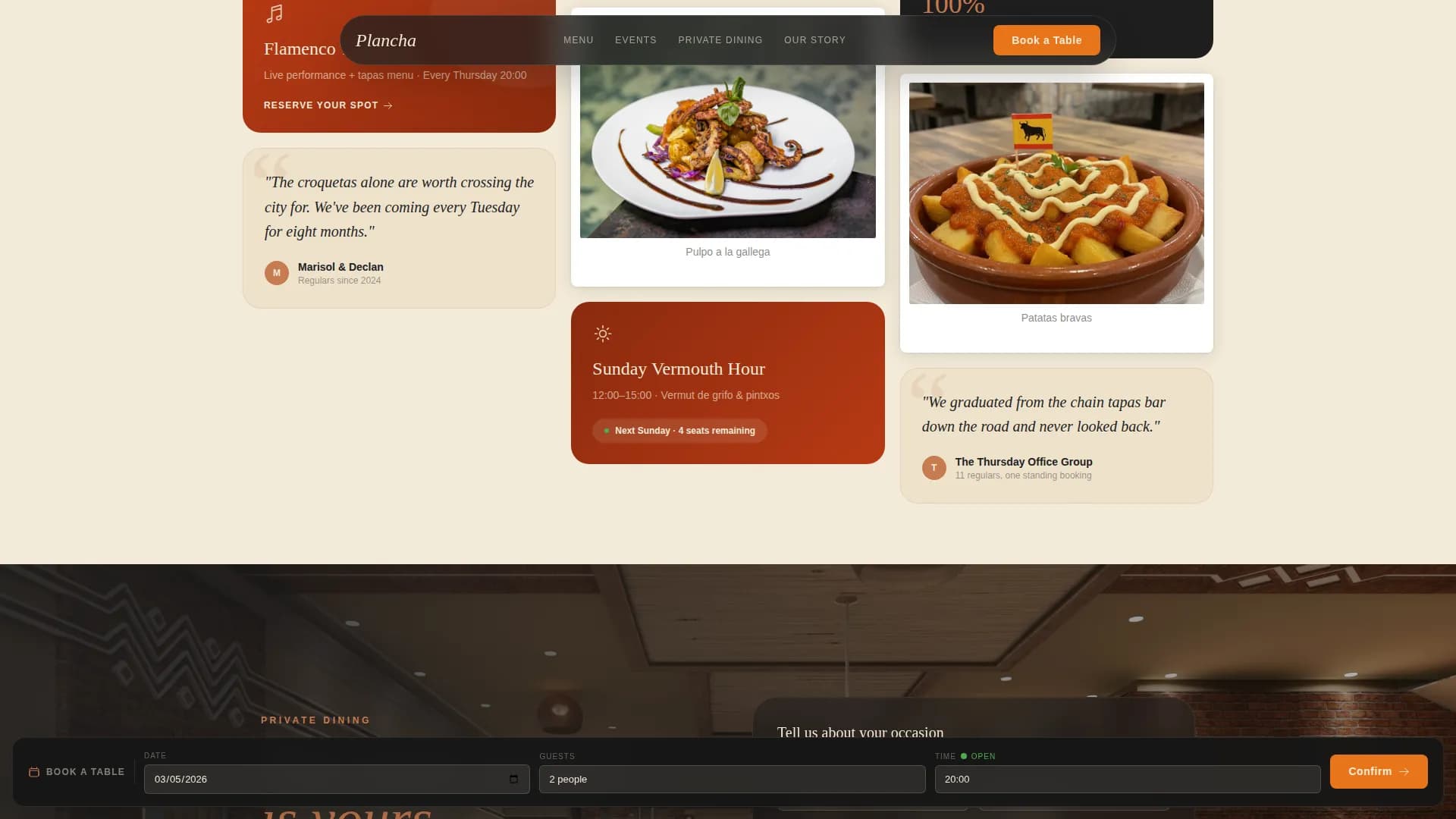 Plancha — Dynamic Spanish Cuisine Landing Page Template