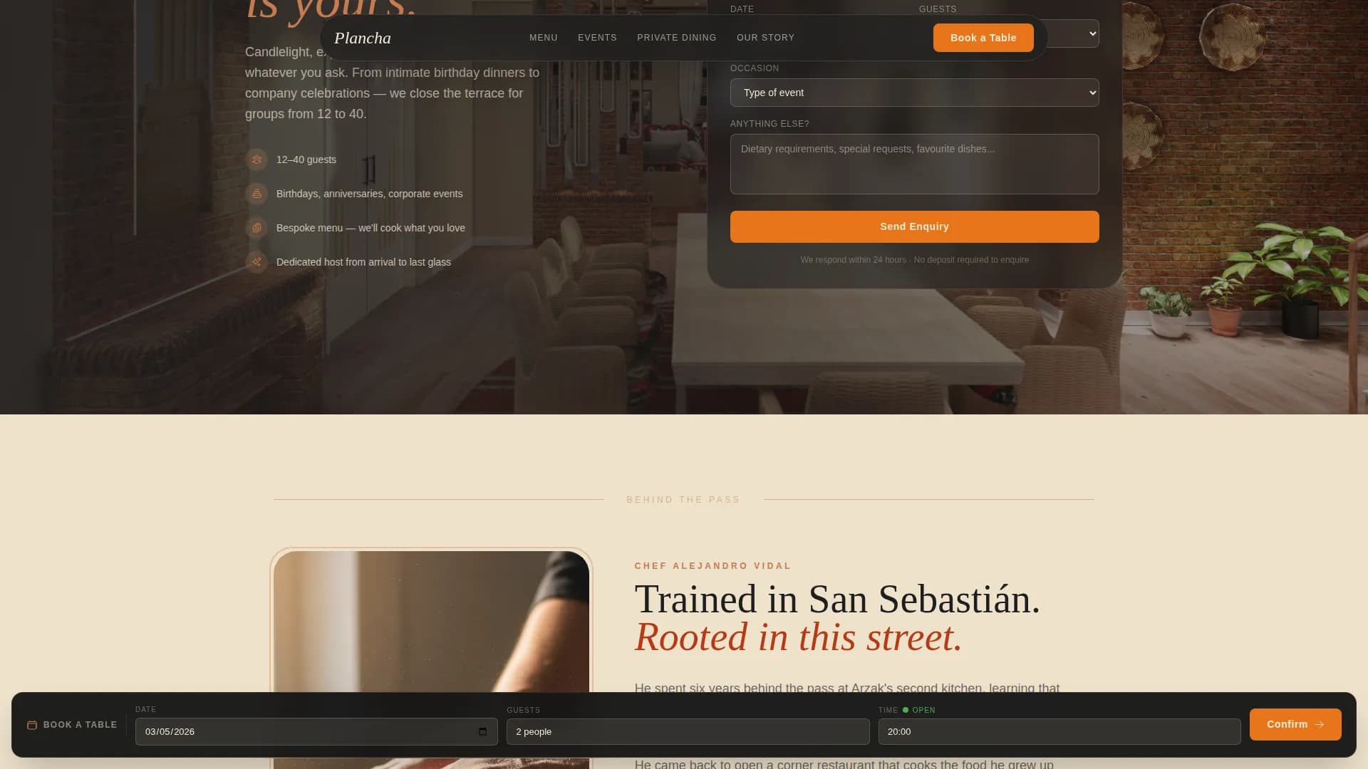 Plancha — Dynamic Spanish Cuisine Landing Page Template