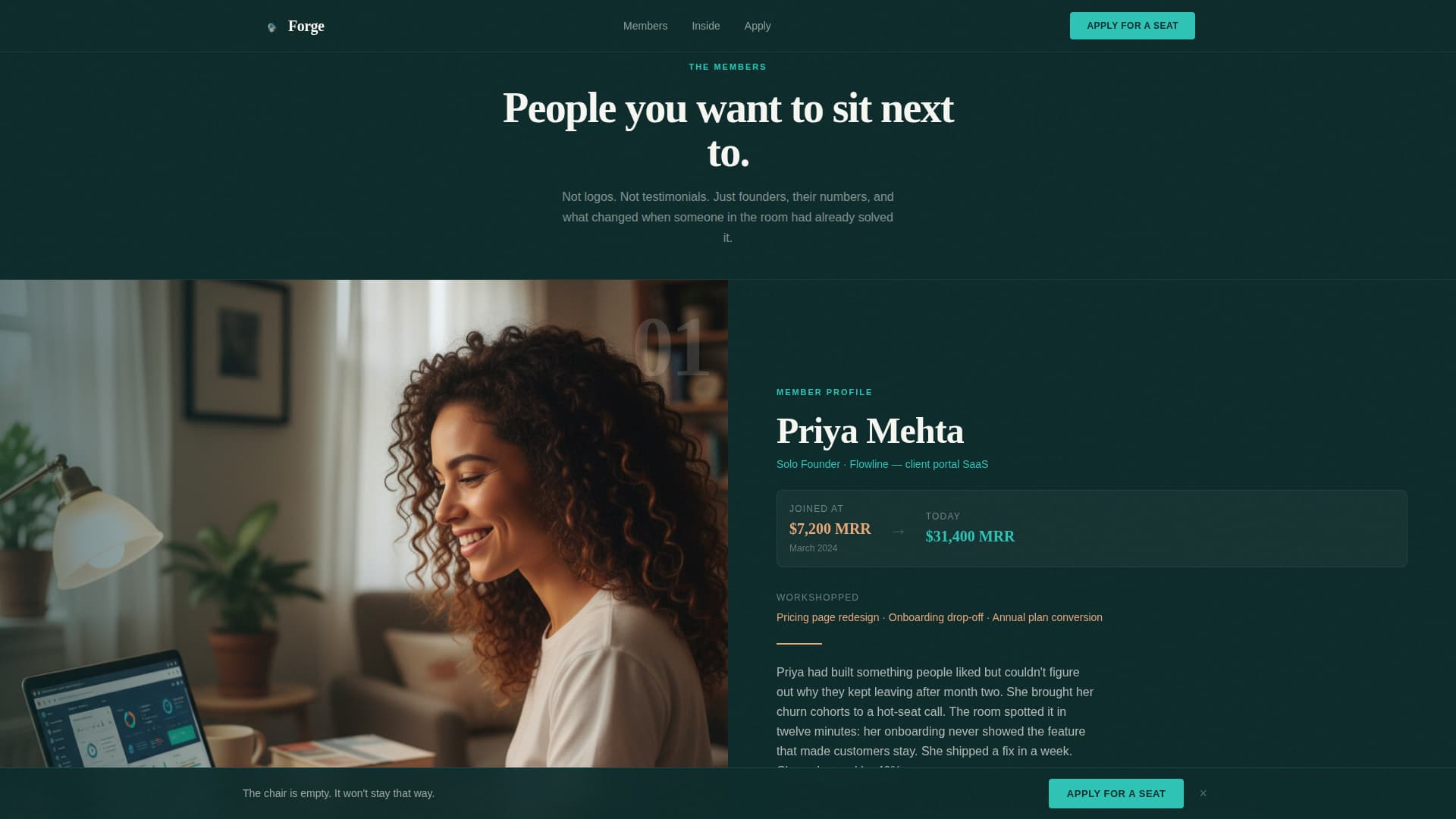 Forge - Intimate SaaS Builders Landing Page Template