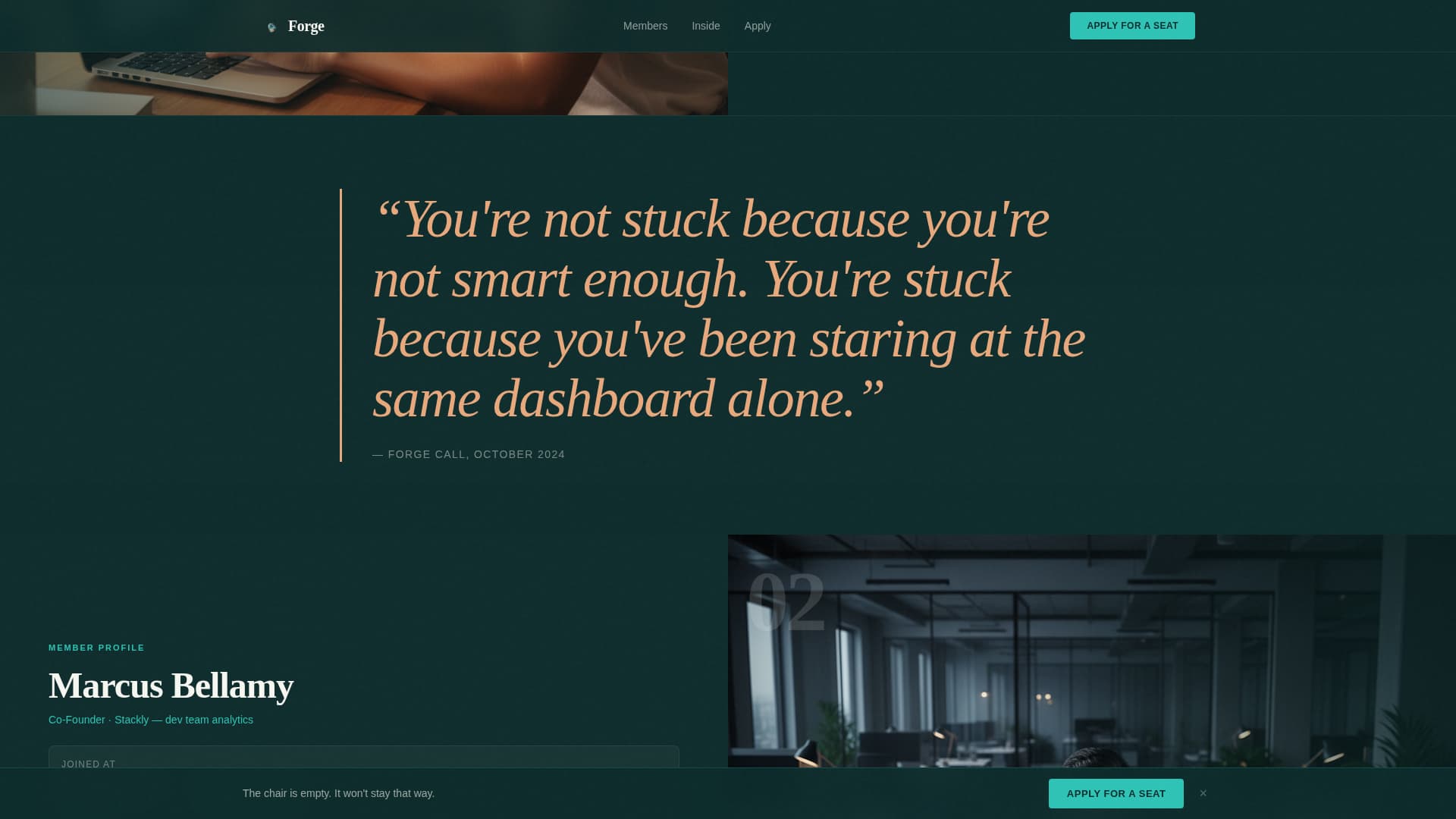 Forge - Intimate SaaS Builders Landing Page Template