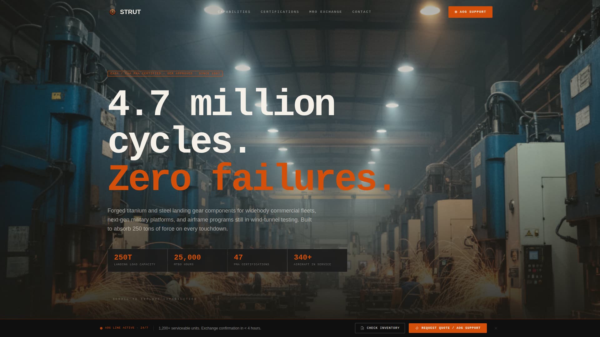 Aerospace Landing Gear Component Manufacturing Website Template