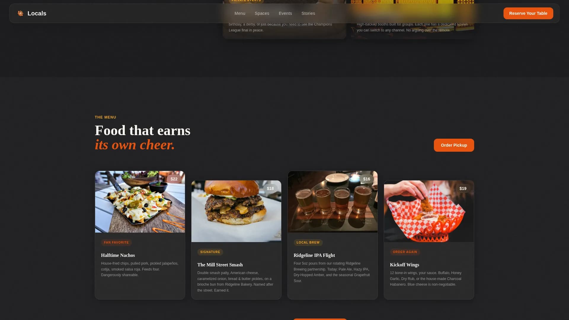 Sports Bar & Watch Venue Website Template