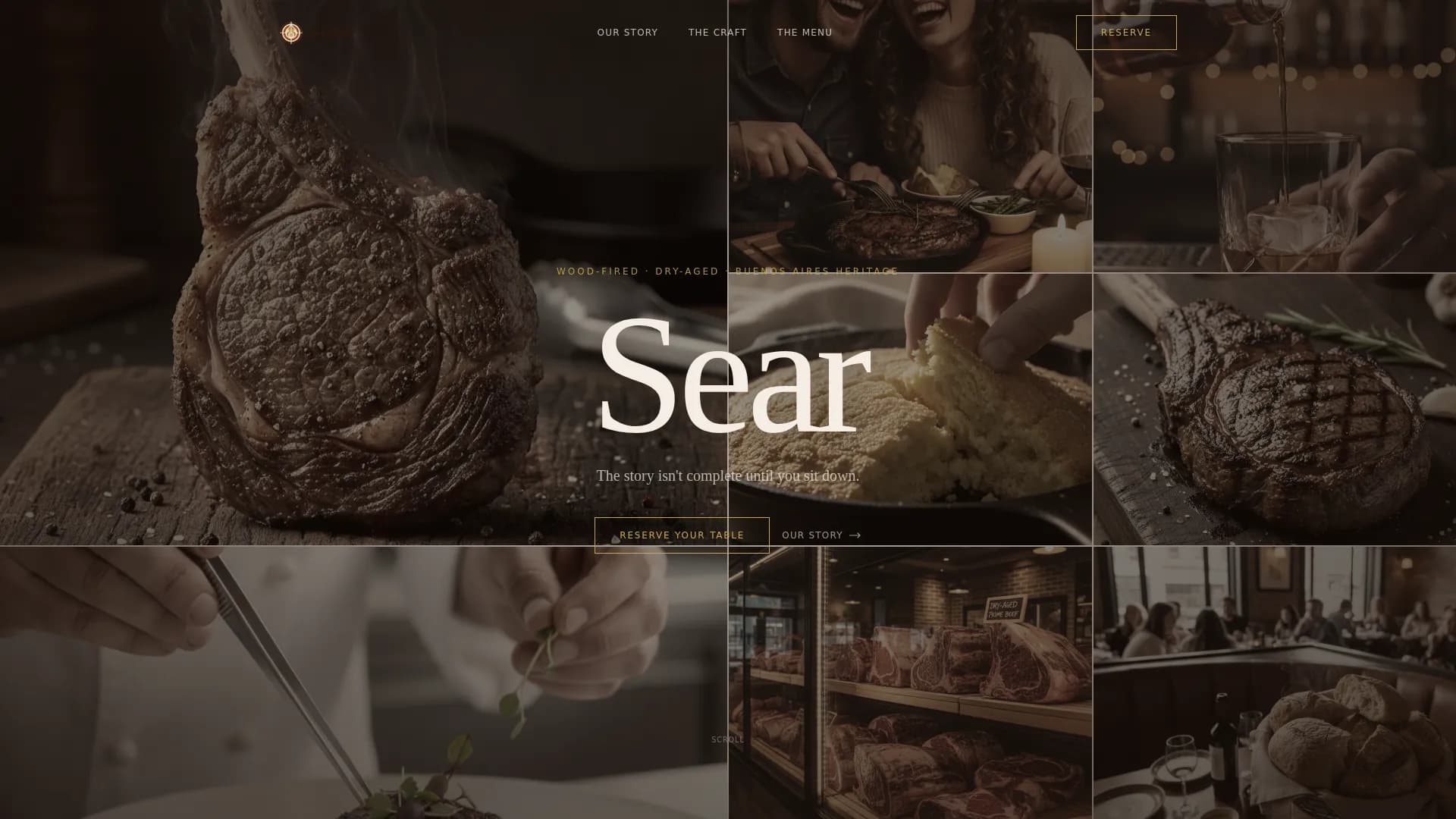 Sear - Haute Craft Steakhouse Landing Page Template
