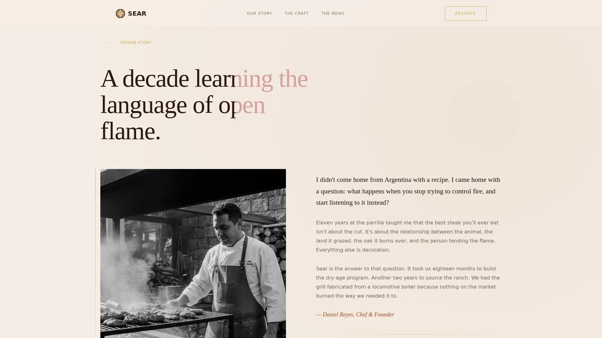 Sear - Haute Craft Steakhouse Landing Page Template