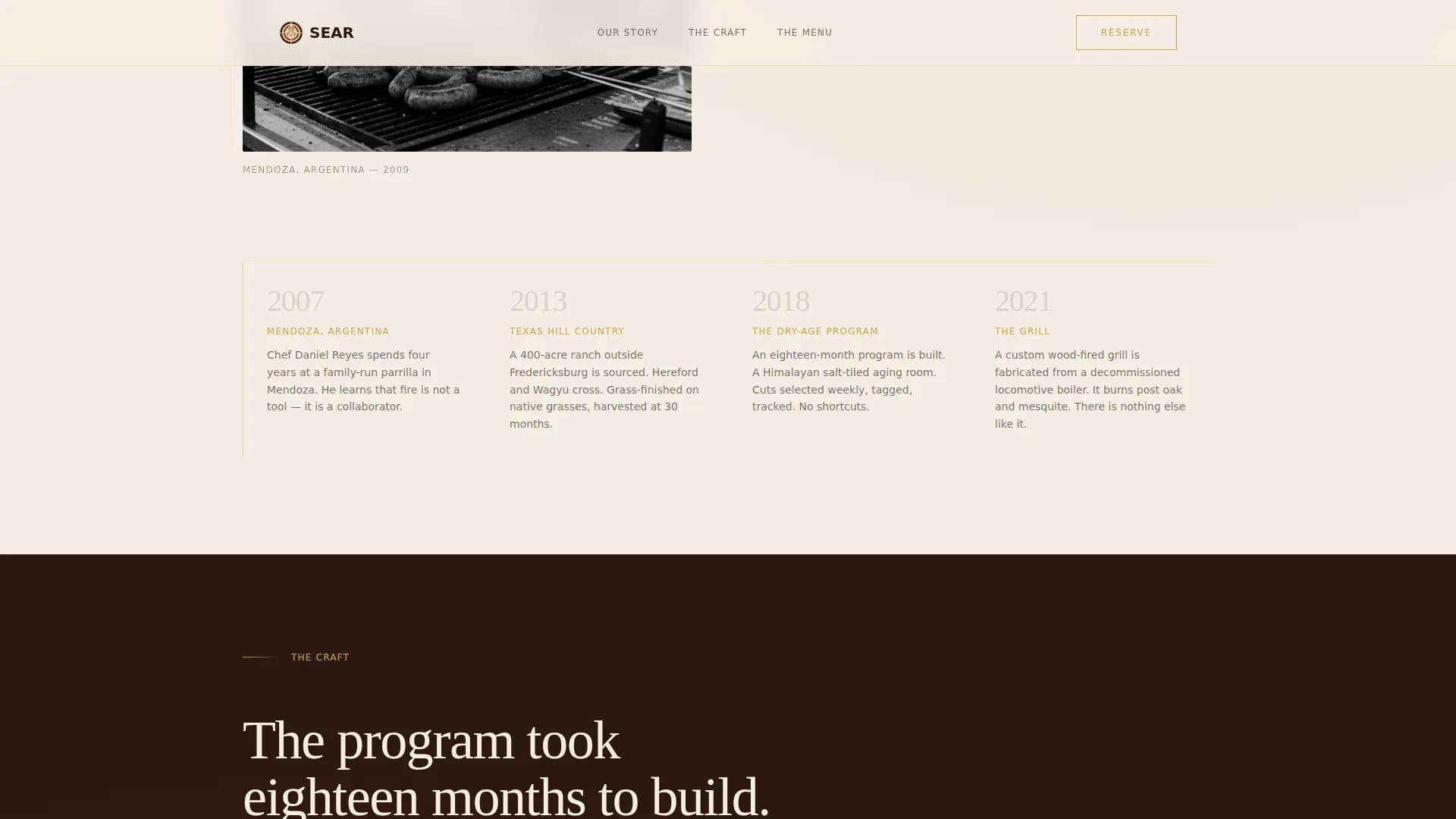 Sear - Haute Craft Steakhouse Landing Page Template