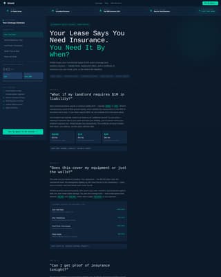 Specialist Small Business Owner Insurance FAQ & Common Questions Website Template