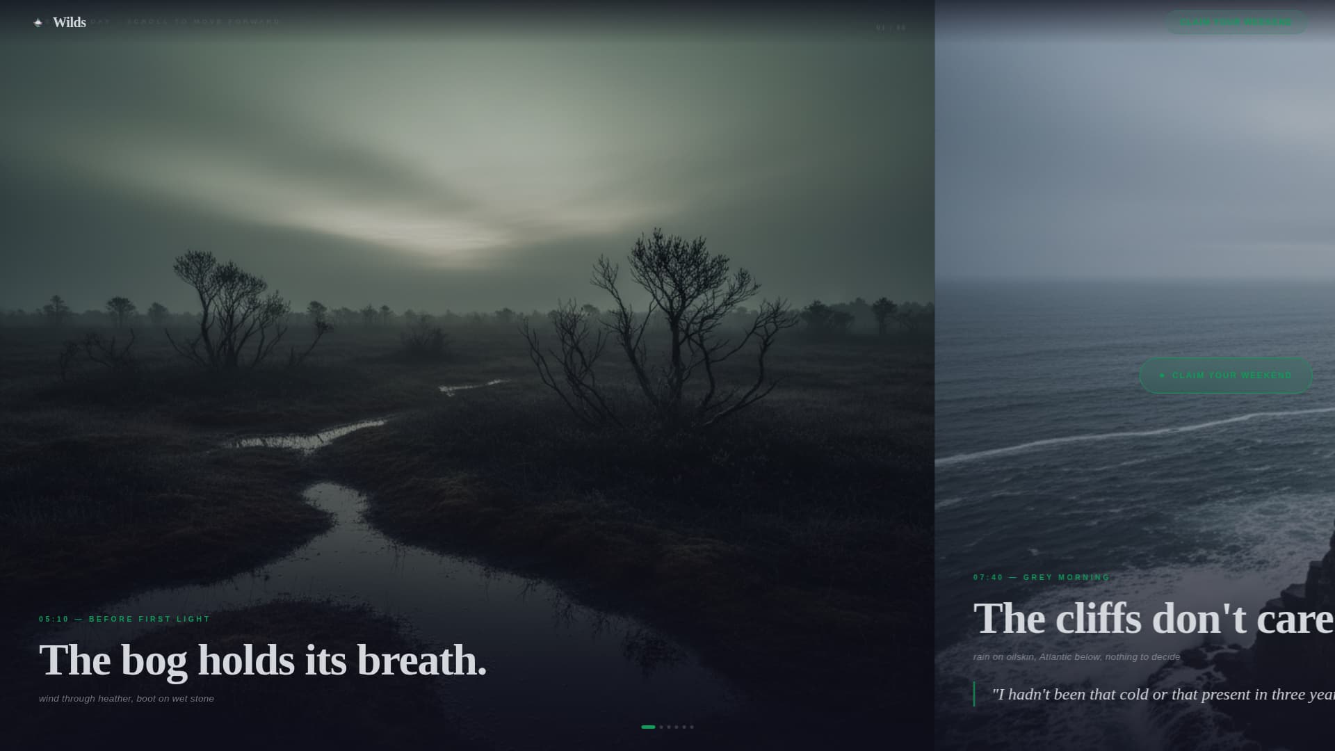 Wilds — Transformative Wellness Retreat Landing Page Template