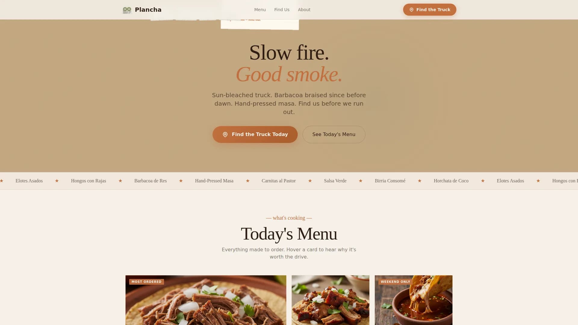 Plancha — Sunset Taco Truck Landing Page Template