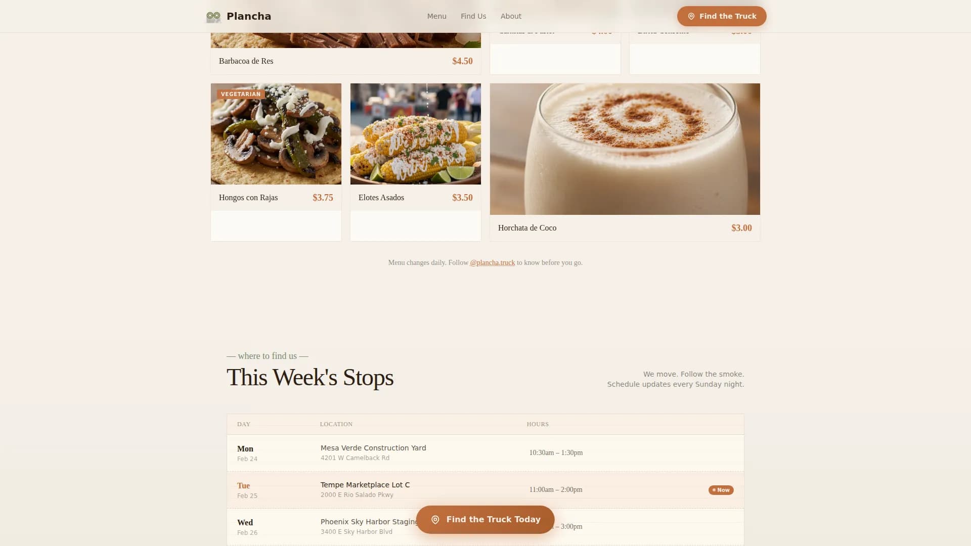 Plancha — Sunset Taco Truck Landing Page Template