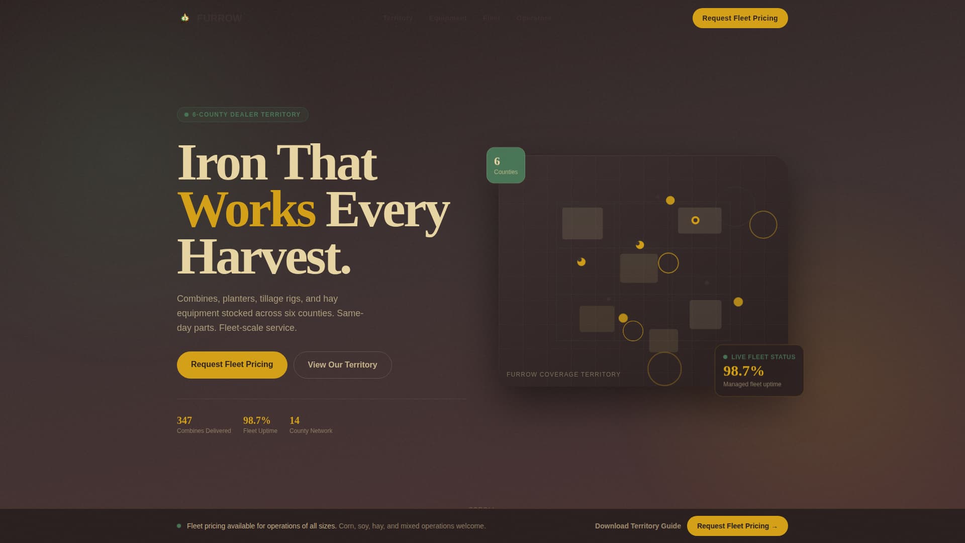 Agricultural Equipment & Supply Pricing & Packages Website Template