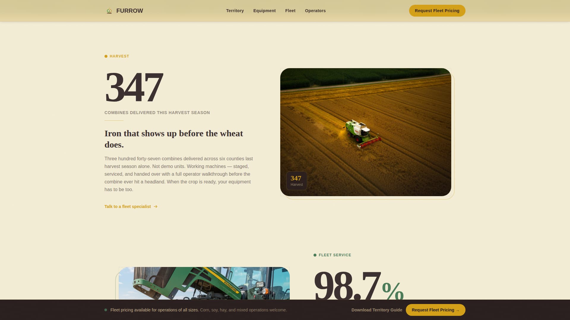 Agricultural Equipment & Supply Pricing & Packages Website Template