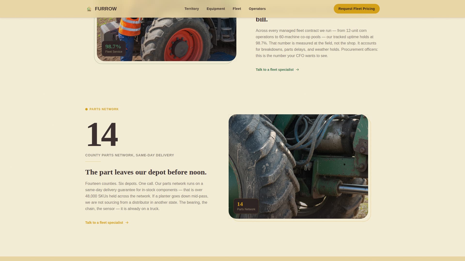 Agricultural Equipment & Supply Pricing & Packages Website Template