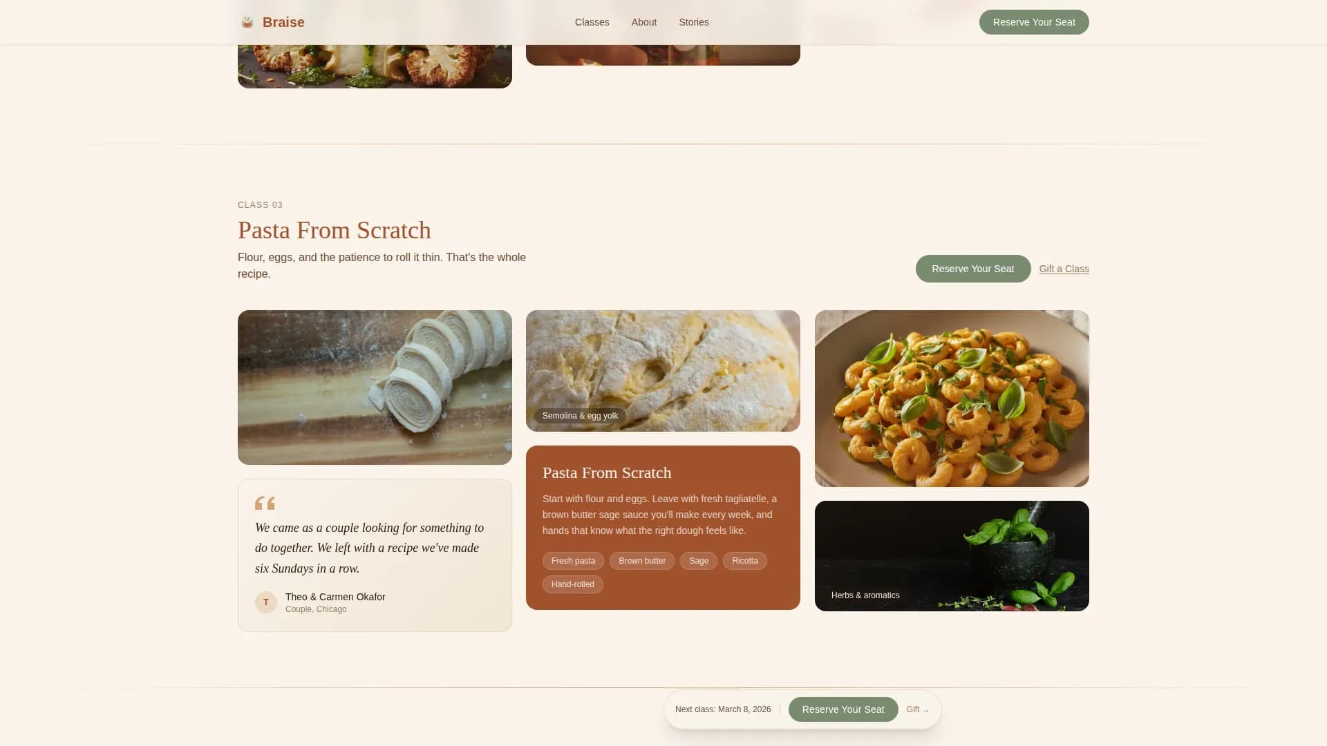 Braise — Signature Vegetarian Culinary Landing Page Template