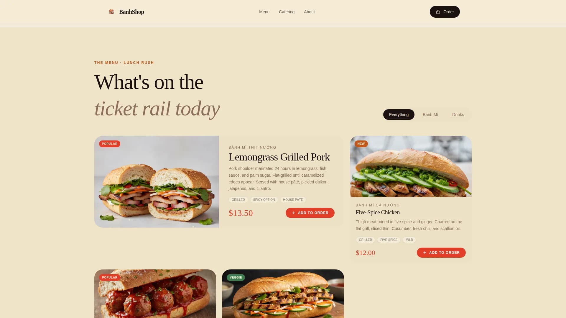 Bánh - Haute Craft Vietnamese Sandwich Shop Landing Page Template