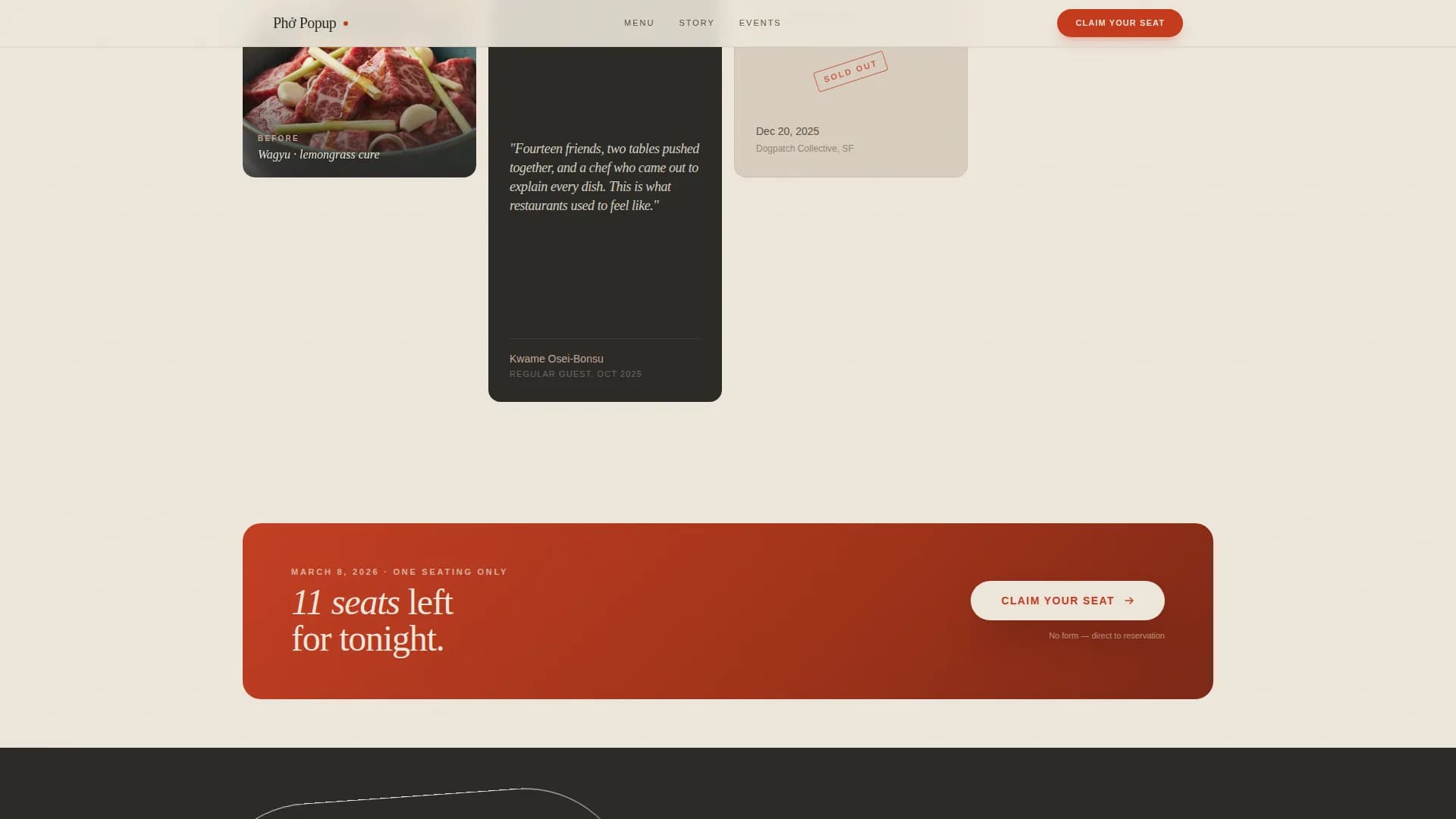 Phở - Haute Craft Vietnamese Pop-up Restaurant Landing Page Template