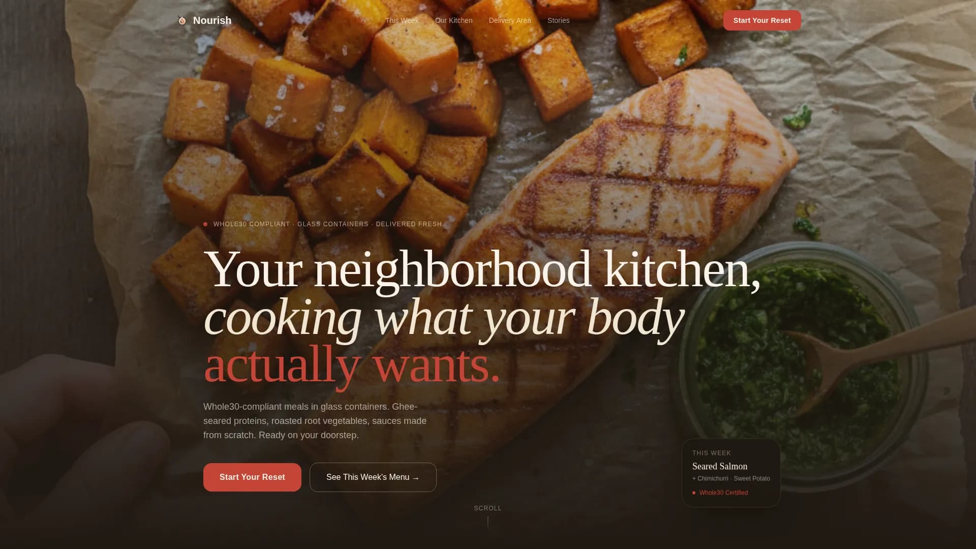 Nourish — Whole30 Catering Landing Page Template