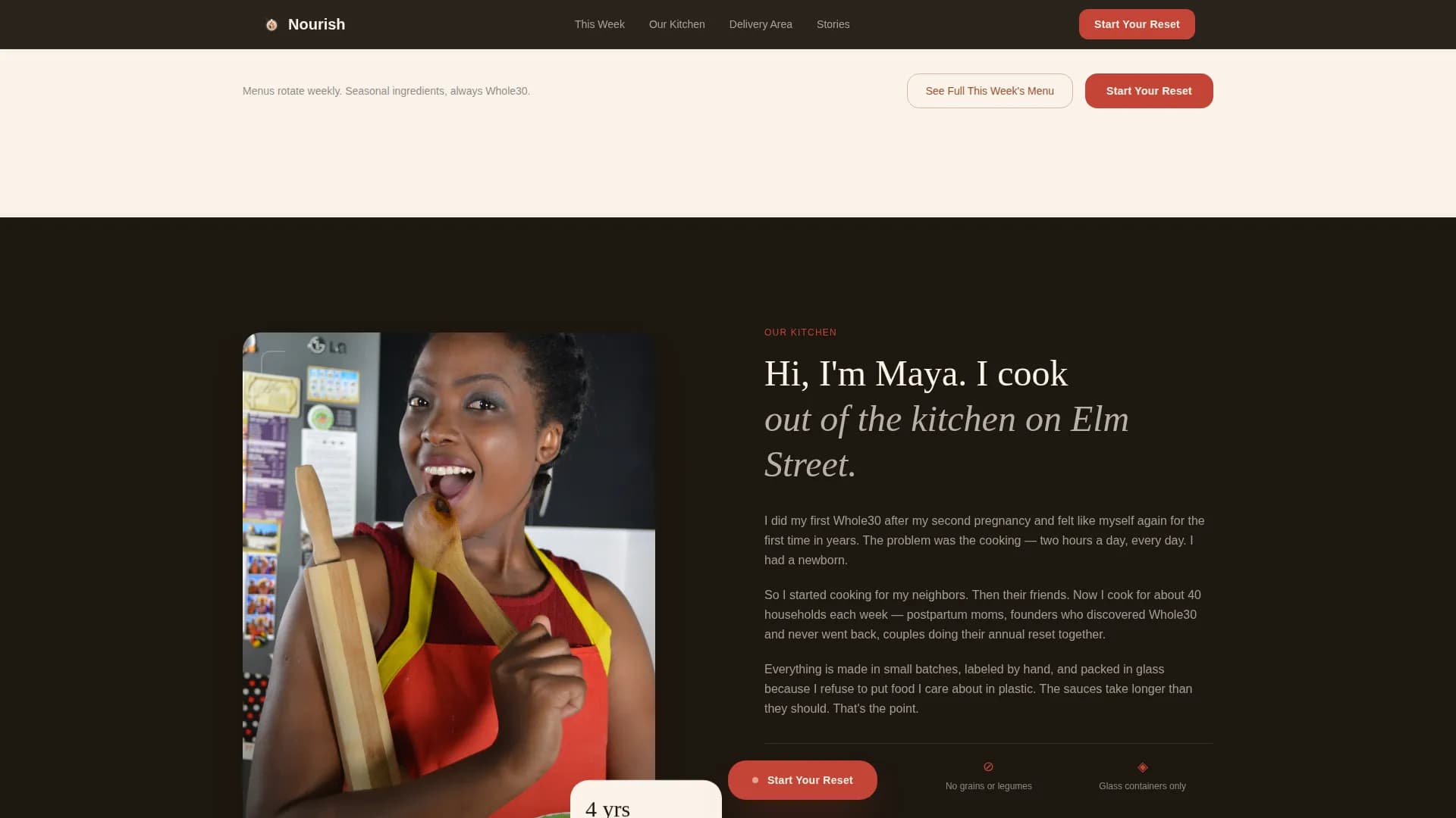 Nourish — Whole30 Catering Landing Page Template