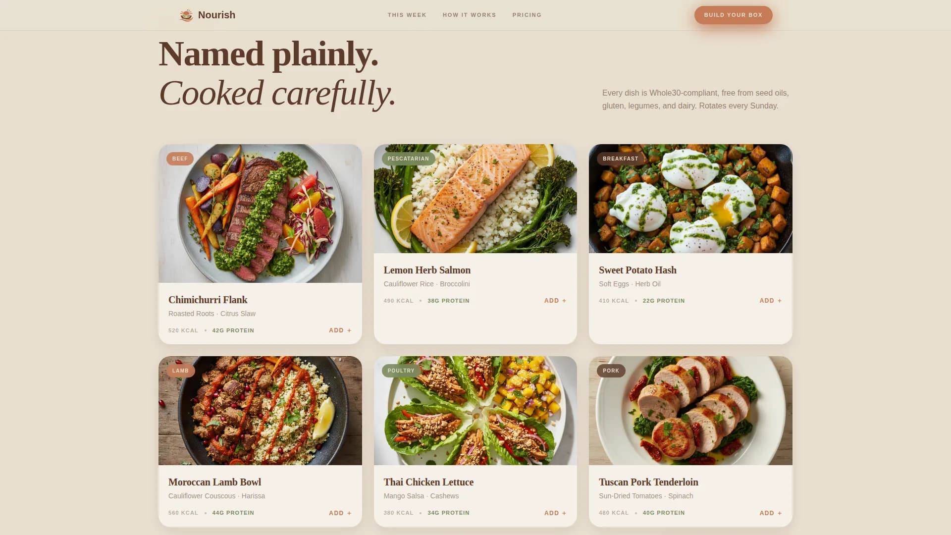 Nourish — Clean Nutrition Delivery Landing Page Template