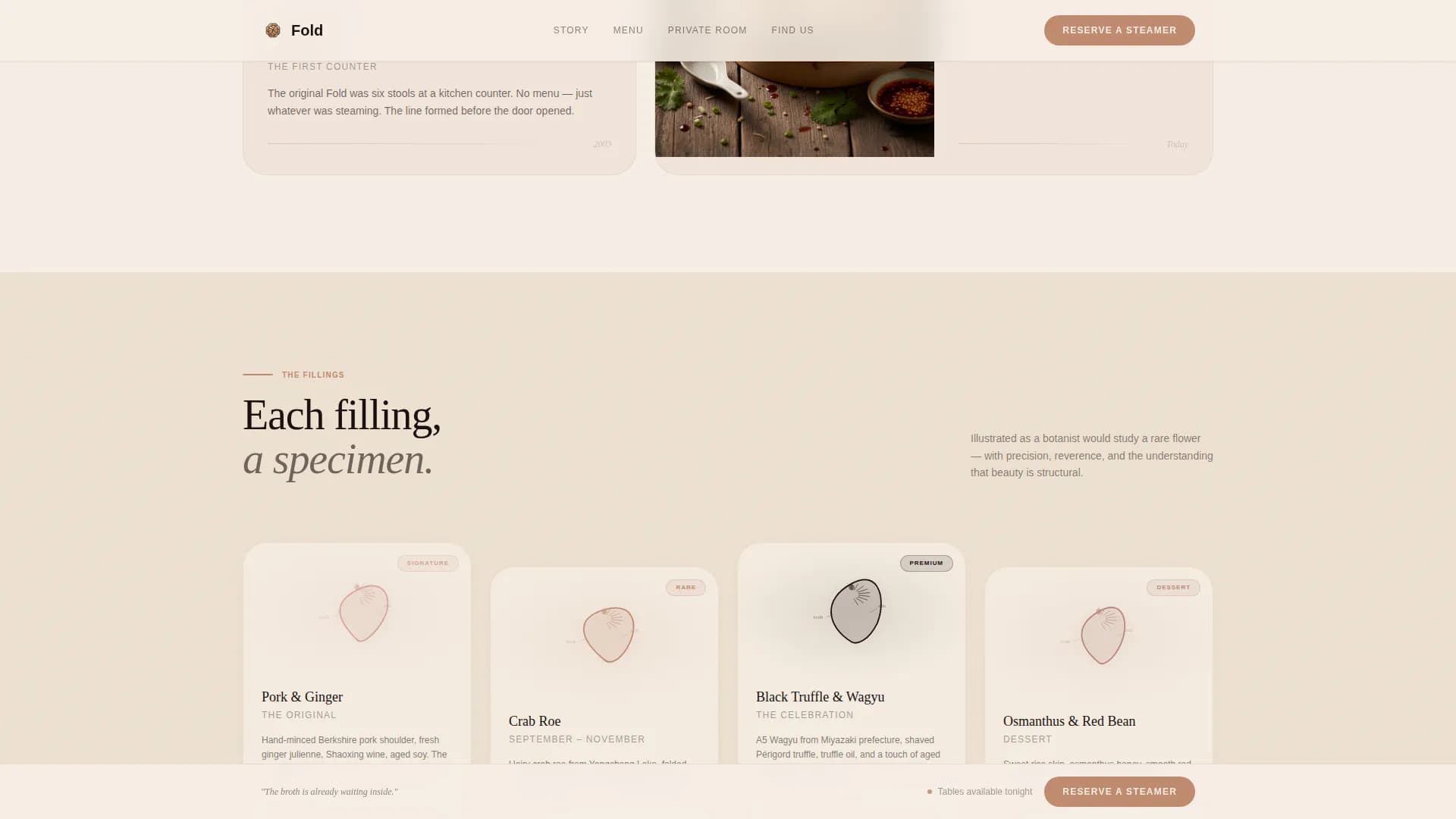 Fold — Luxe Xiaolongbao Booking Landing Page Template