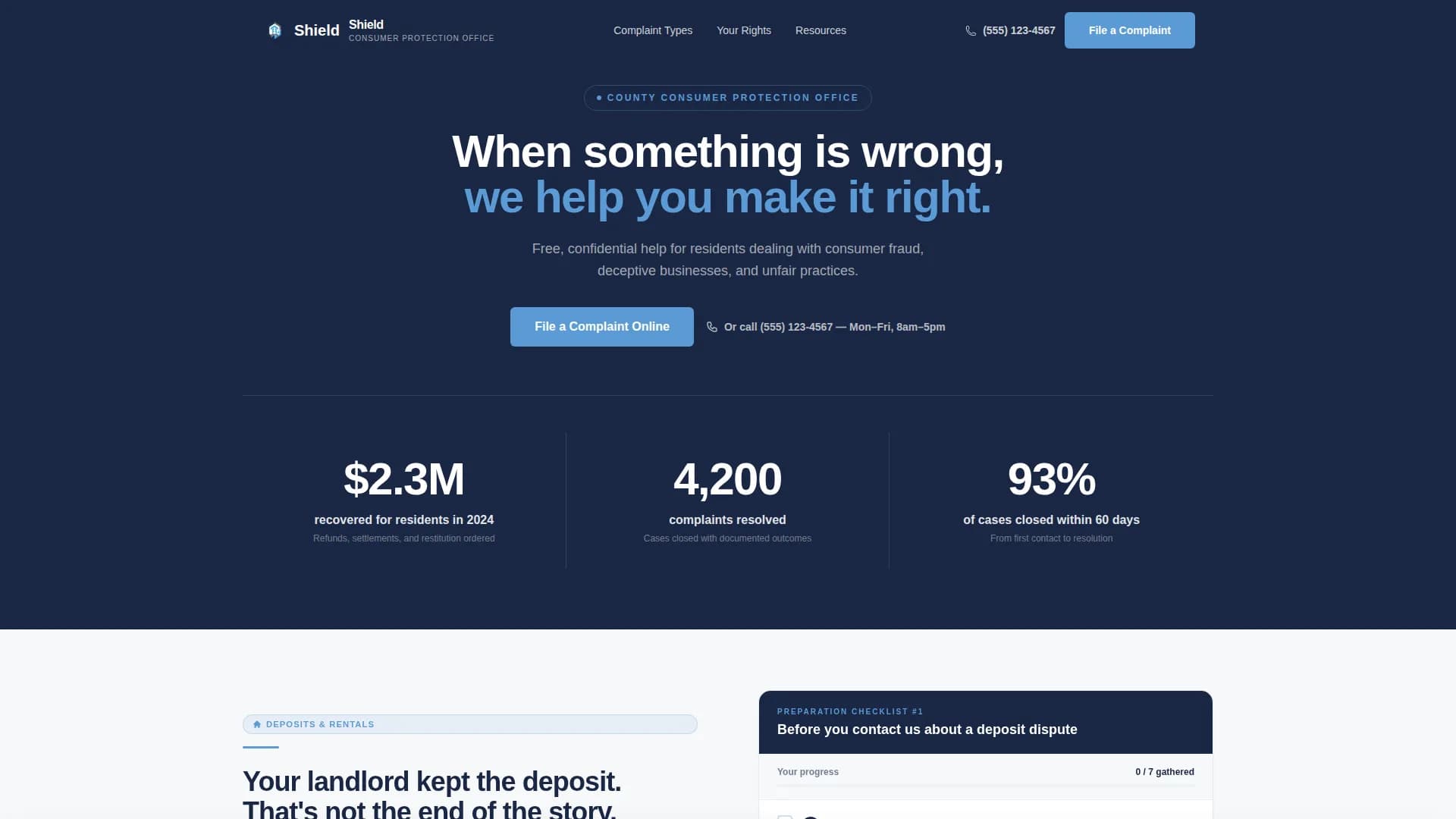 Consumer Protection Government Professional Website Template