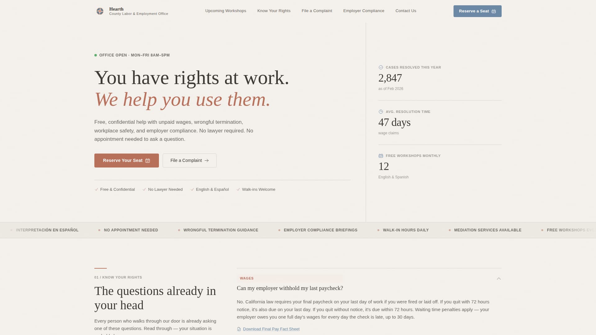 Labor & Employment Government FAQ Website Template