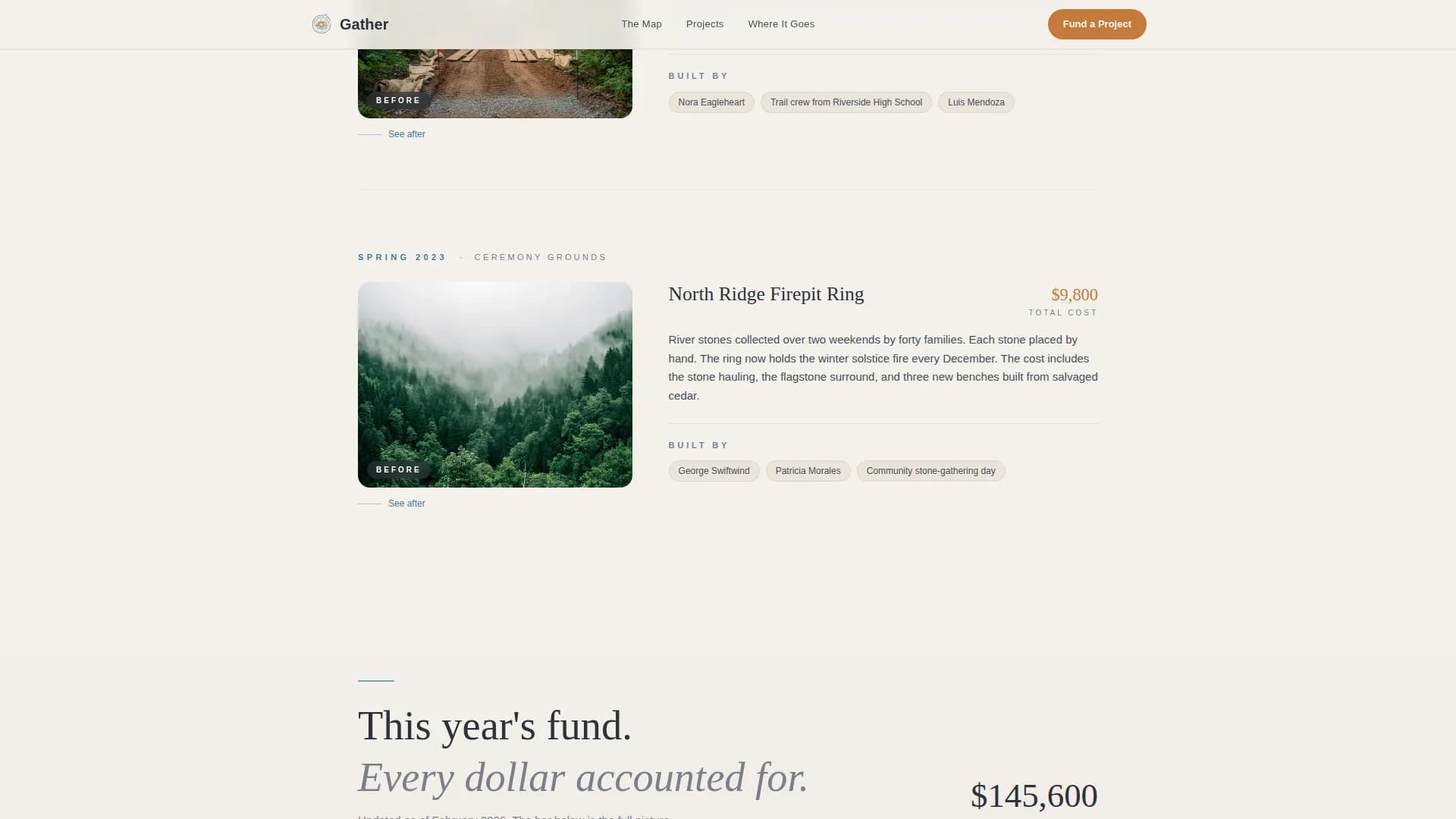 Gather — Tribal Parks Fundraising Landing Page Template