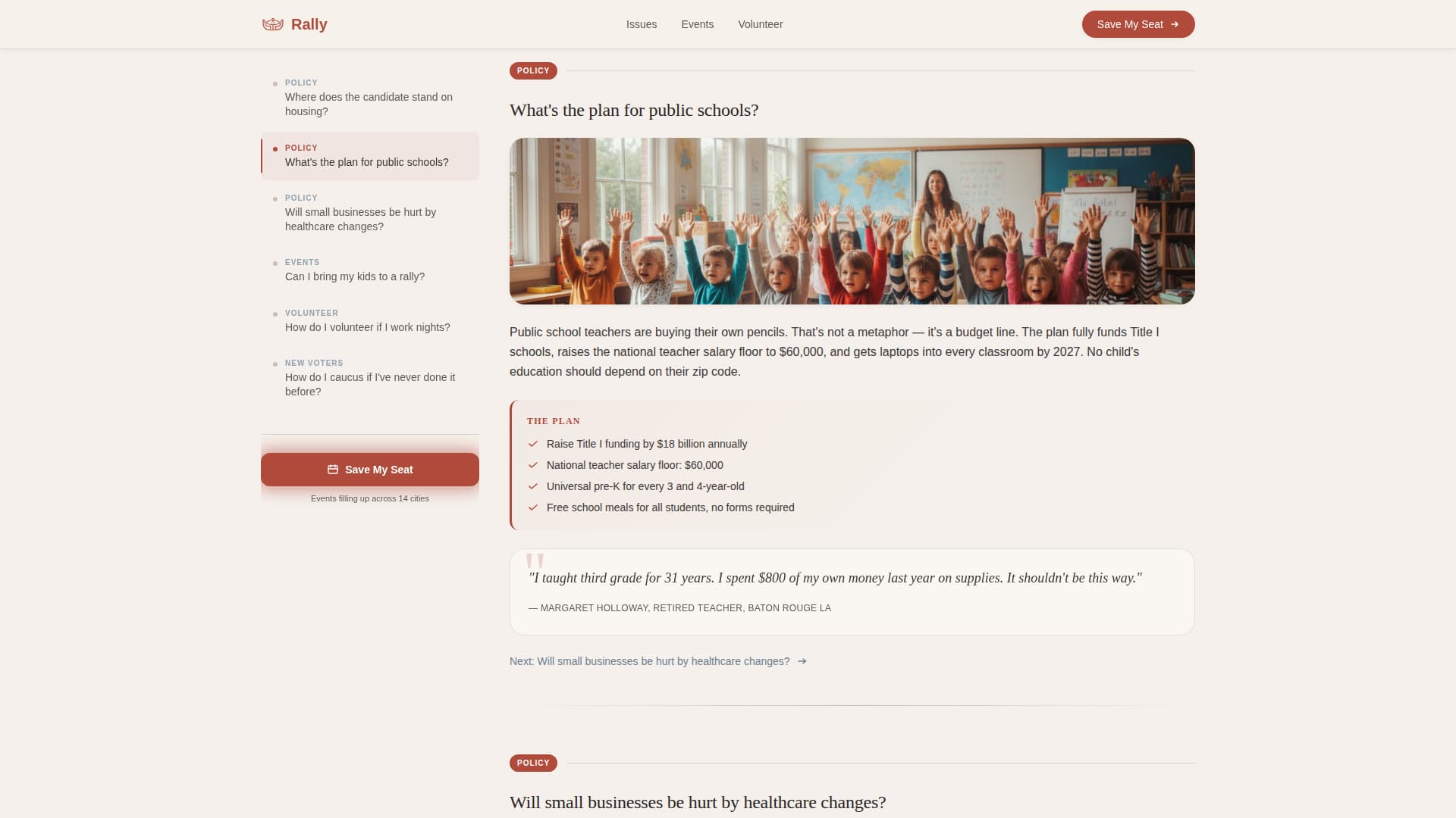 Political Campaign FAQ Website Template