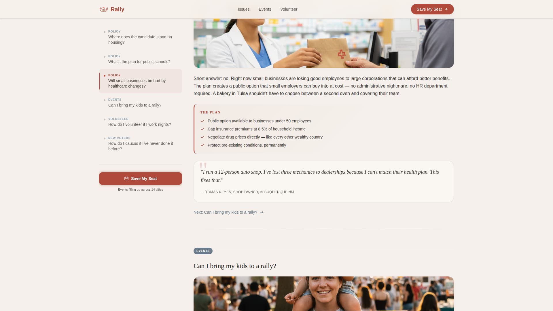 Political Campaign FAQ Website Template