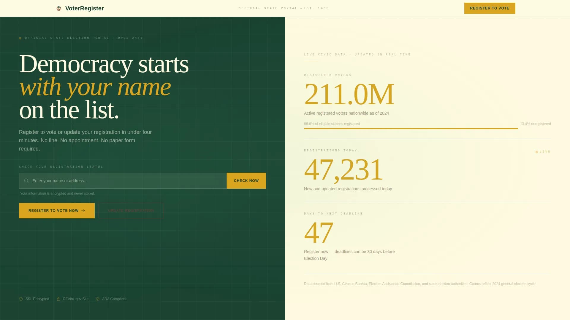 Advanced Voter Registration Government Professional Website Template