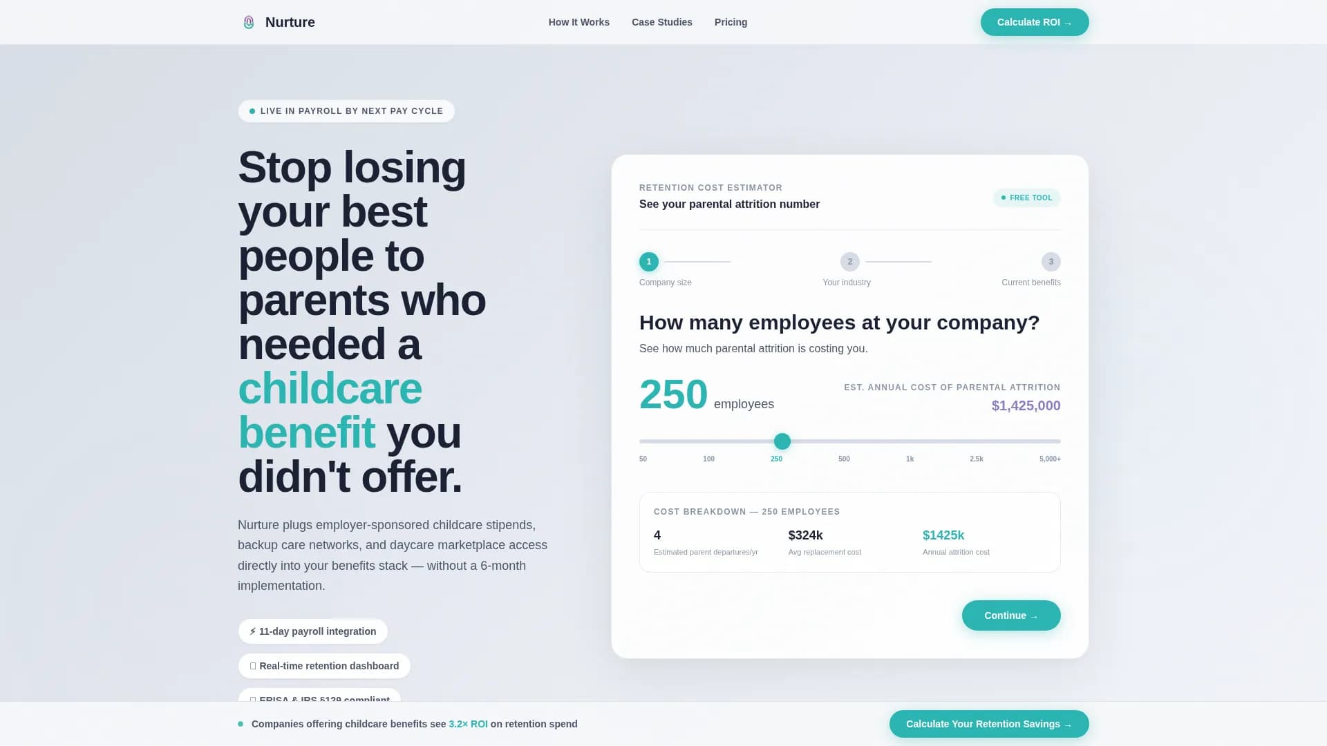 Employee Wellness & Benefits Cost Calculator Website Template