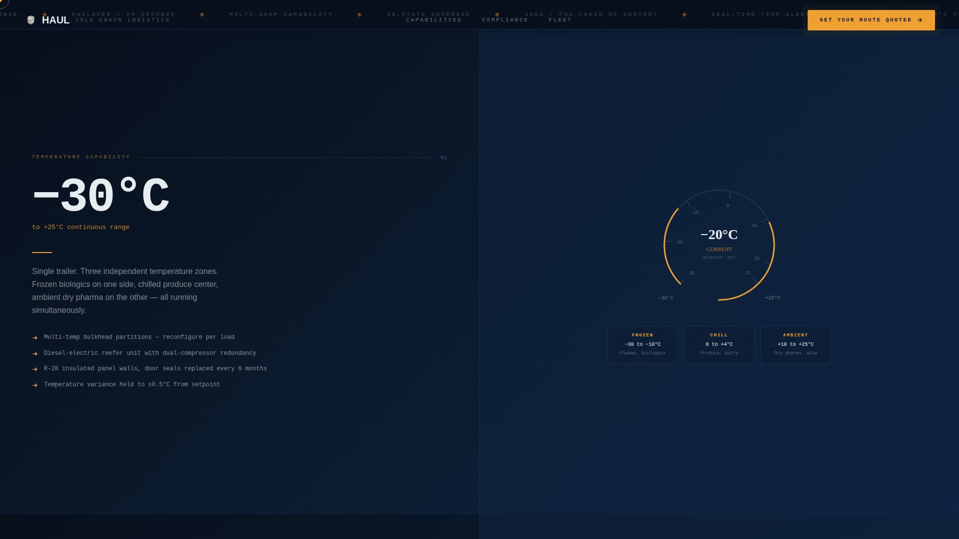 Haul — Reliable Temperature-Controlled Landing Page Template