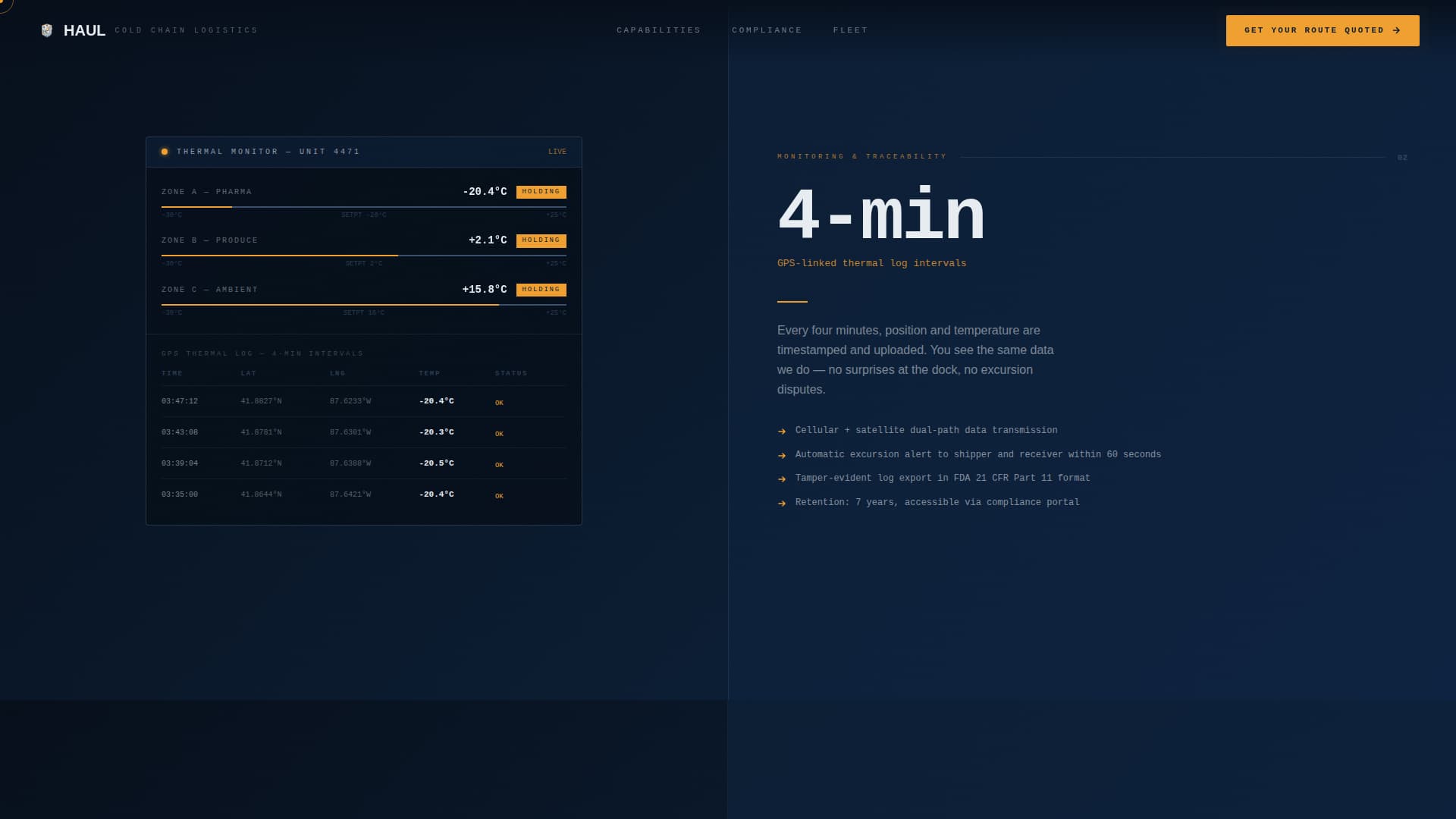Haul — Reliable Temperature-Controlled Landing Page Template